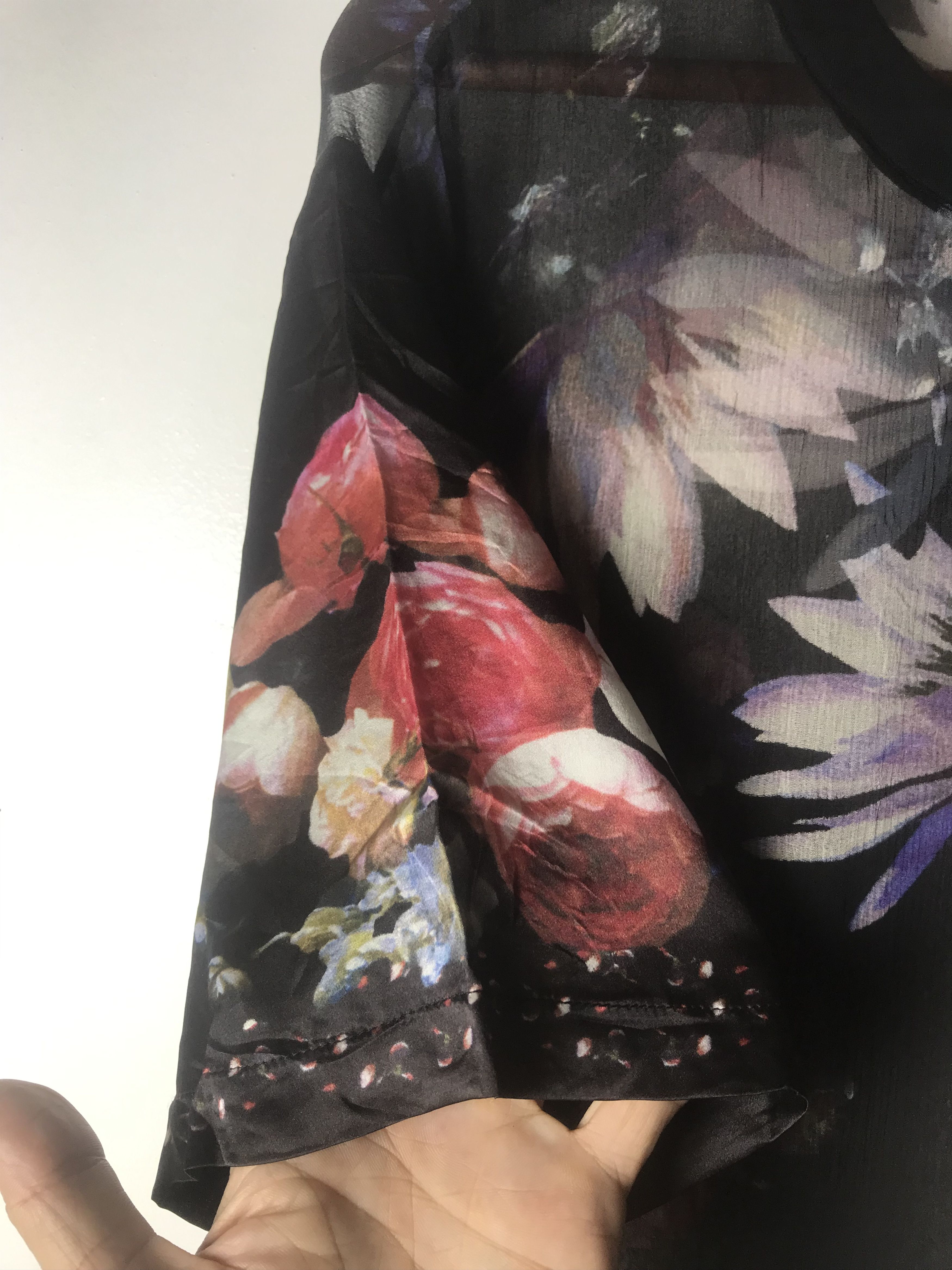 Givenchy Givenchy Black Floral Printed Silk Chiffon Size M / US 6-8 / IT 42-44 - 5 Thumbnail