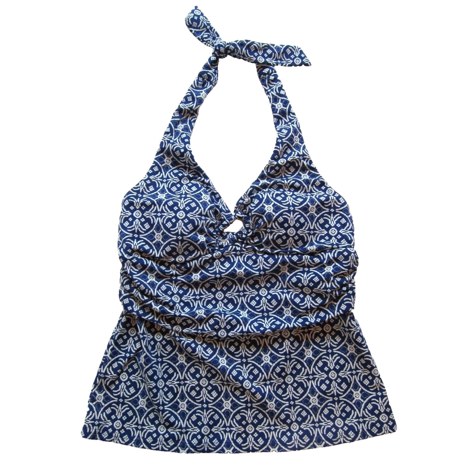 Lands' End Lands' End Blue White Paisley Padded Halter Tankini Swim Top 6 Women Bra Built In Size M / US 6-8 / IT 42-44 - 2 Thumbnail
