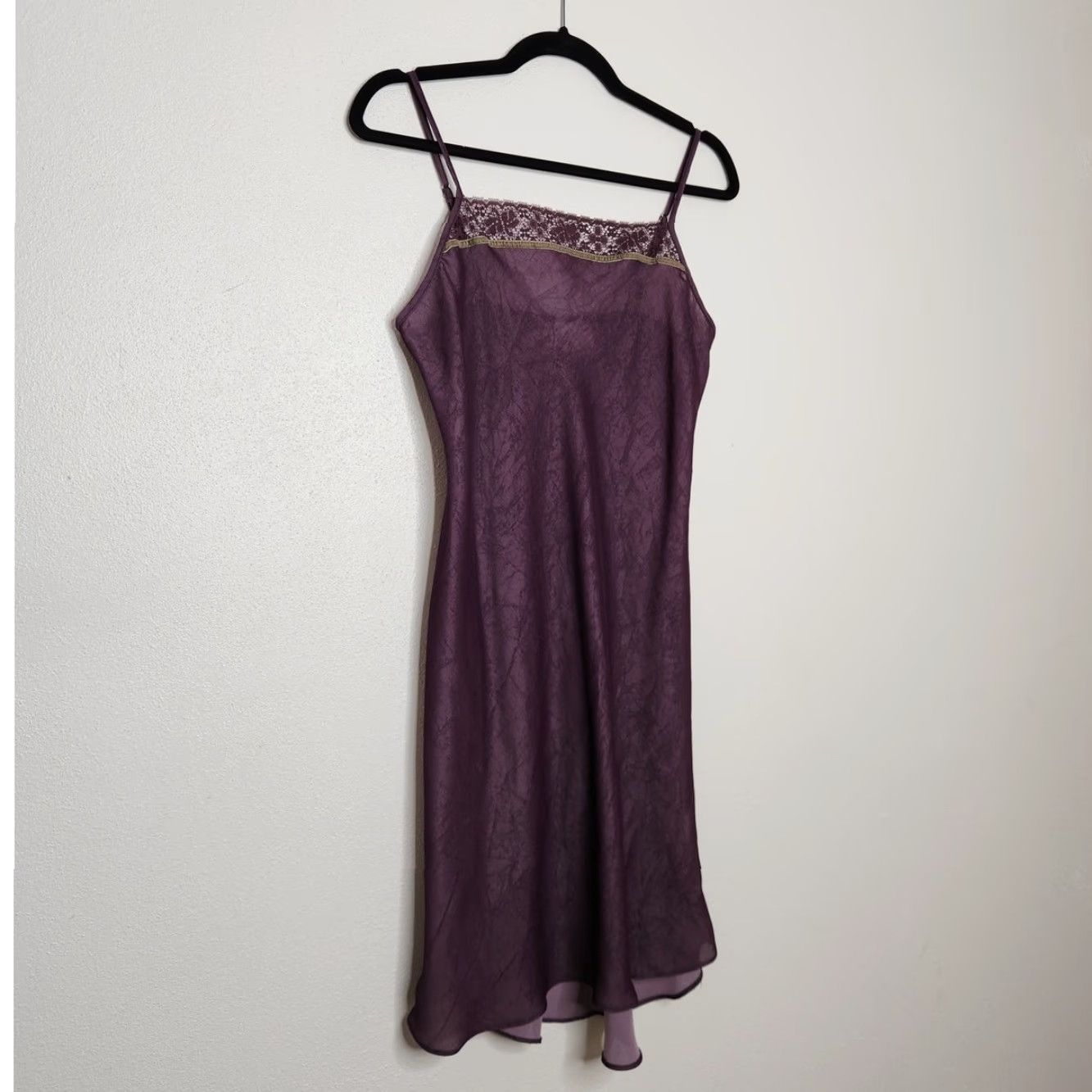 Vintage VINTAGE Gilligan O'Malley Dress Midi Women Small Purple Slip Dress Lace Witchy Fairy Goth Whimsy 90s Cami Tank Size S / US 4 / IT 40 - 2 Thumbnail