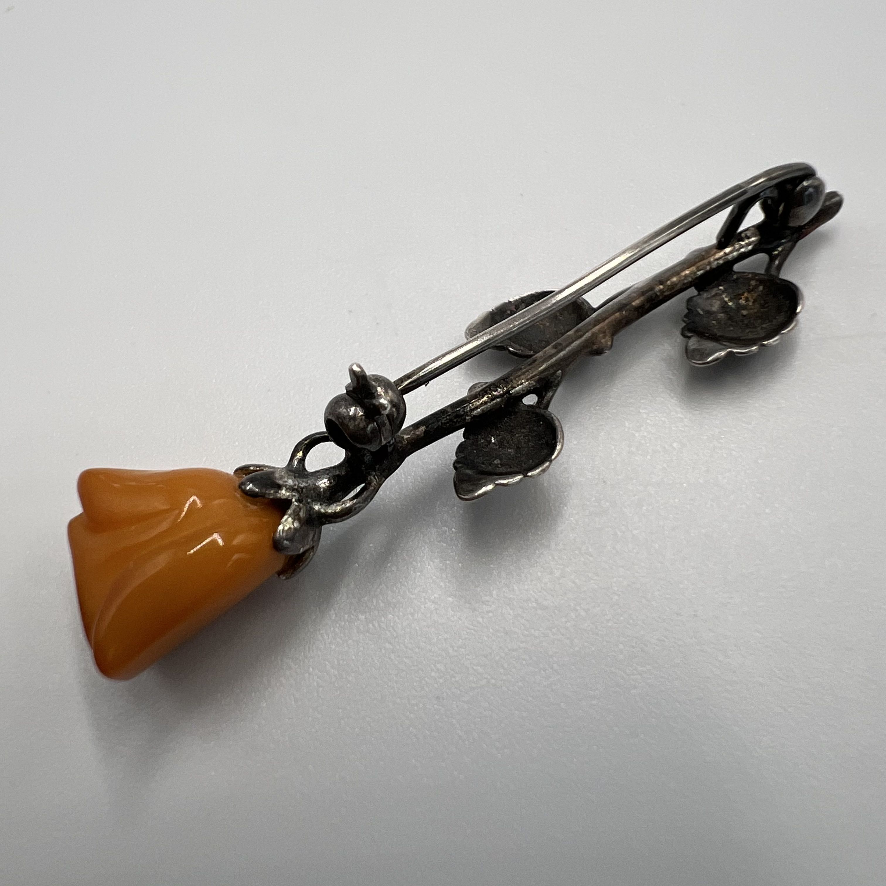 Vintage Vintage Brooch Pins Needle Safe Amber Sterling Silver Size ONE SIZE - 4 Thumbnail
