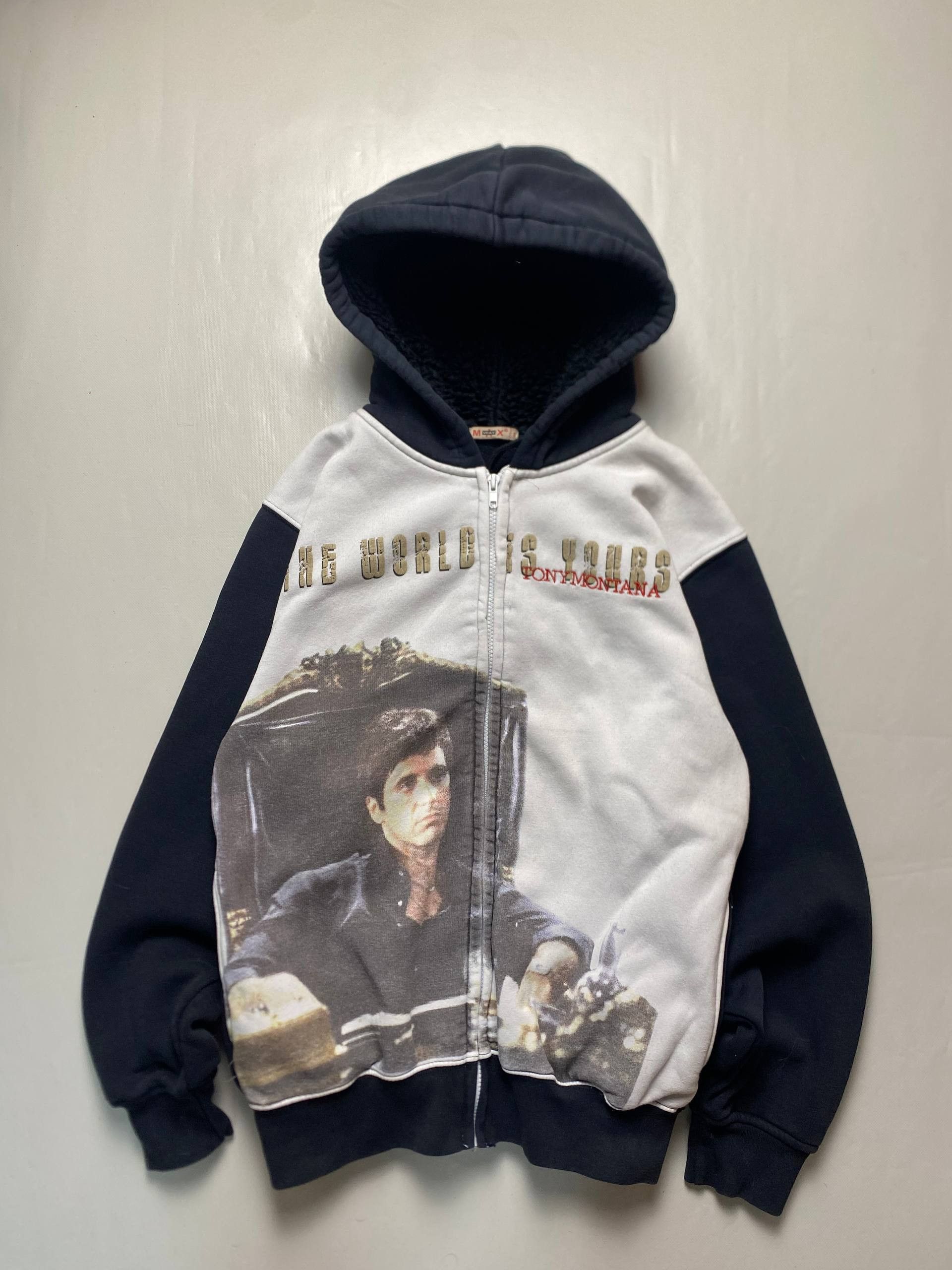 Vintage Tony Montana Merch Zip Hoodie Size US L / EU 52-54 / 3 - 1 Thumbnail