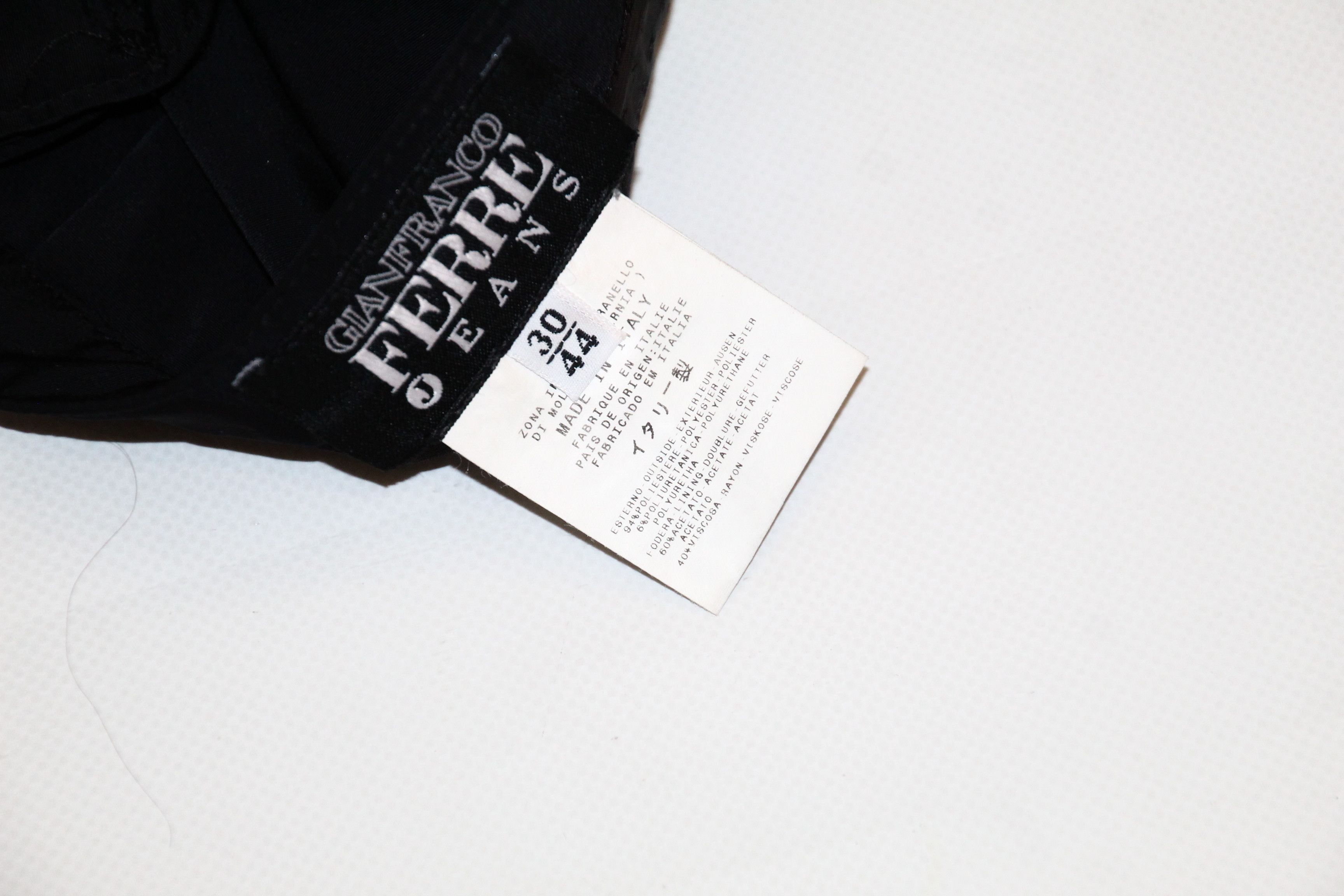 GF Ferre Vtg GF Ferre Jeans lined glossy black wrap zip mini skirt Size 29" - 6 Thumbnail