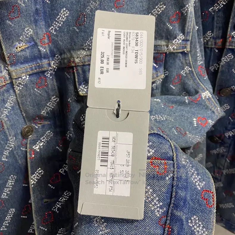 Balenciaga Balenciaga Blue Diamond Pattern Logo Denim Jacket Size XS / US 0-2 / IT 36-38 - 6 Thumbnail