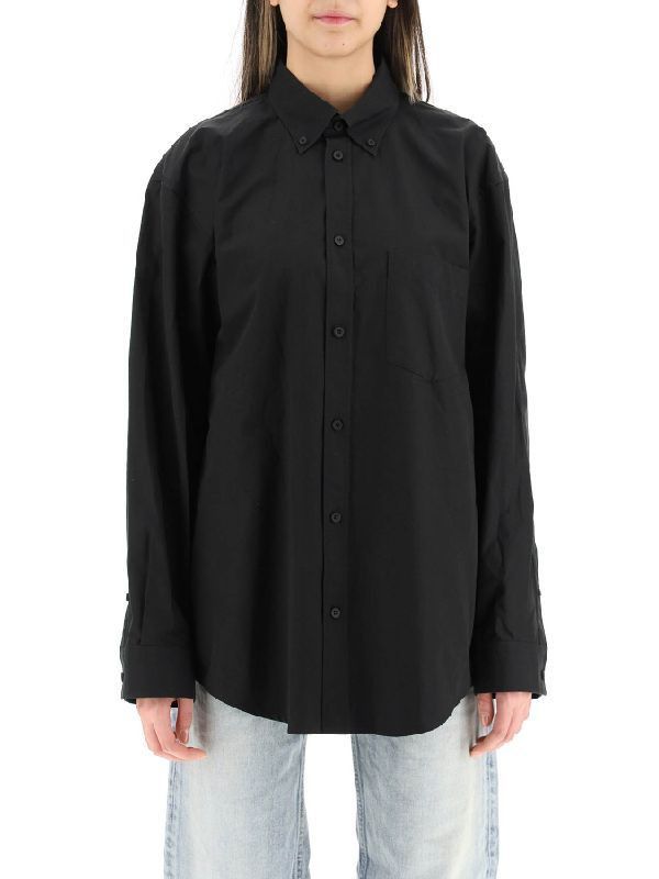 Balenciaga o1bcso1str0525 Shirt Large Fit in Black Size L / US 10 / IT 46 - 4 Thumbnail