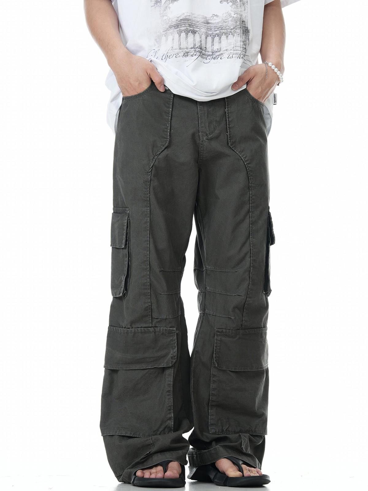 Japanese Brand Khaki Loose Fit Cargo Pants, Multi-Pocket Workwear Pants Size US 32 / EU 48 - 4 Thumbnail