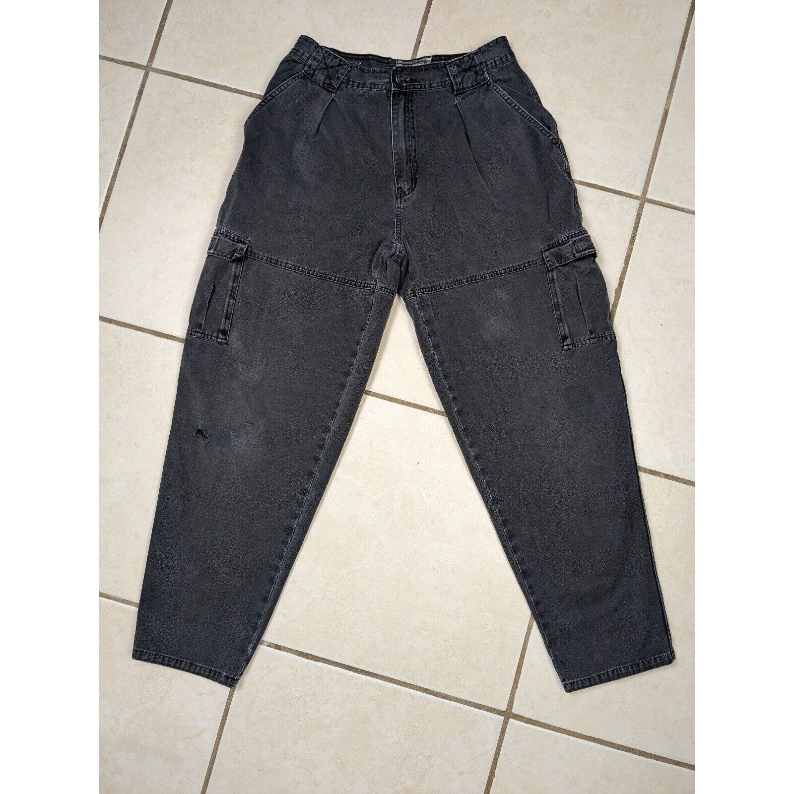 Other Vtg Men Zeppelin 30x28 Black Cargo Pocket Pants Tapered Leg Size US 30 / EU 46 - 1 Thumbnail