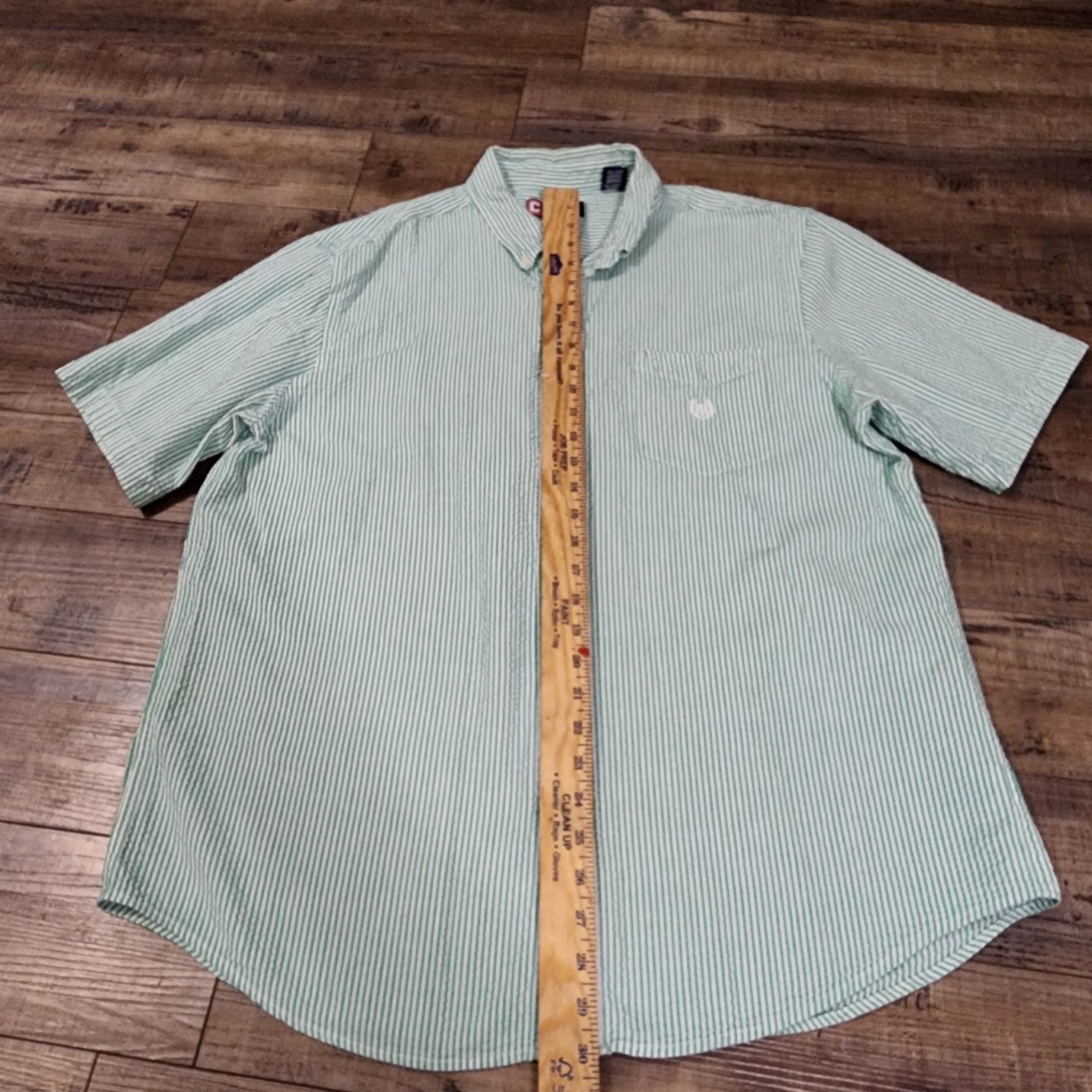 Chaps Chaps seersucker short sleeve shirt green striped sz XL 2257 Size US XL / EU 56 / 4 - 2 Thumbnail