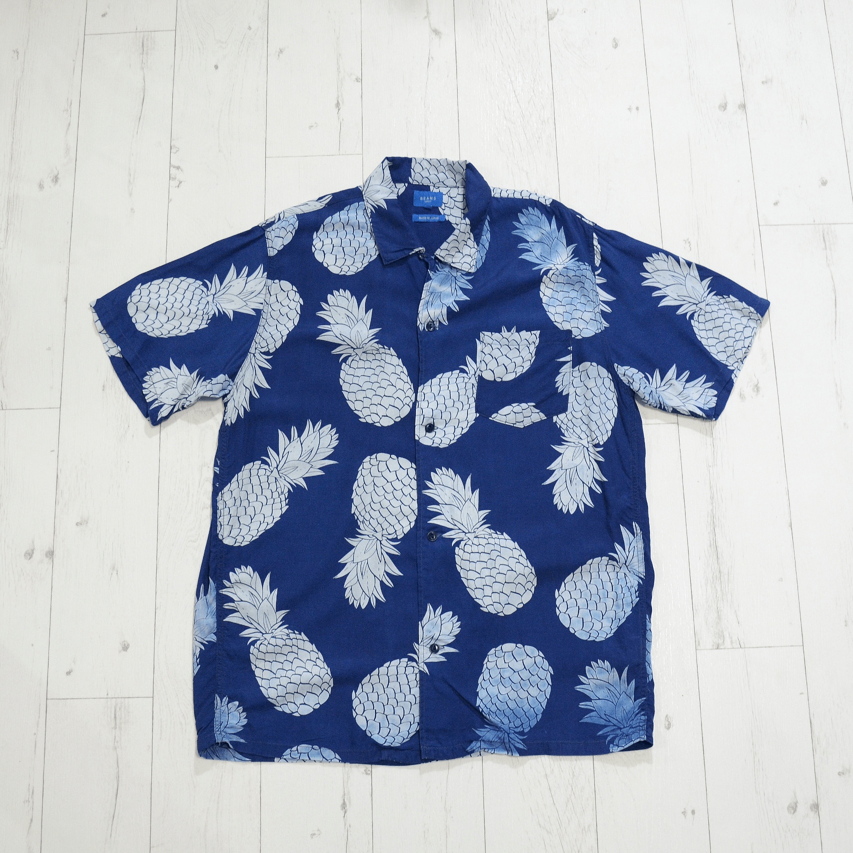 Beams Plus BEAMS Japan Aloha Camp Pineapple Print Voile Shirt In Blue Size US XL / EU 56 / 4 - 1 Thumbnail