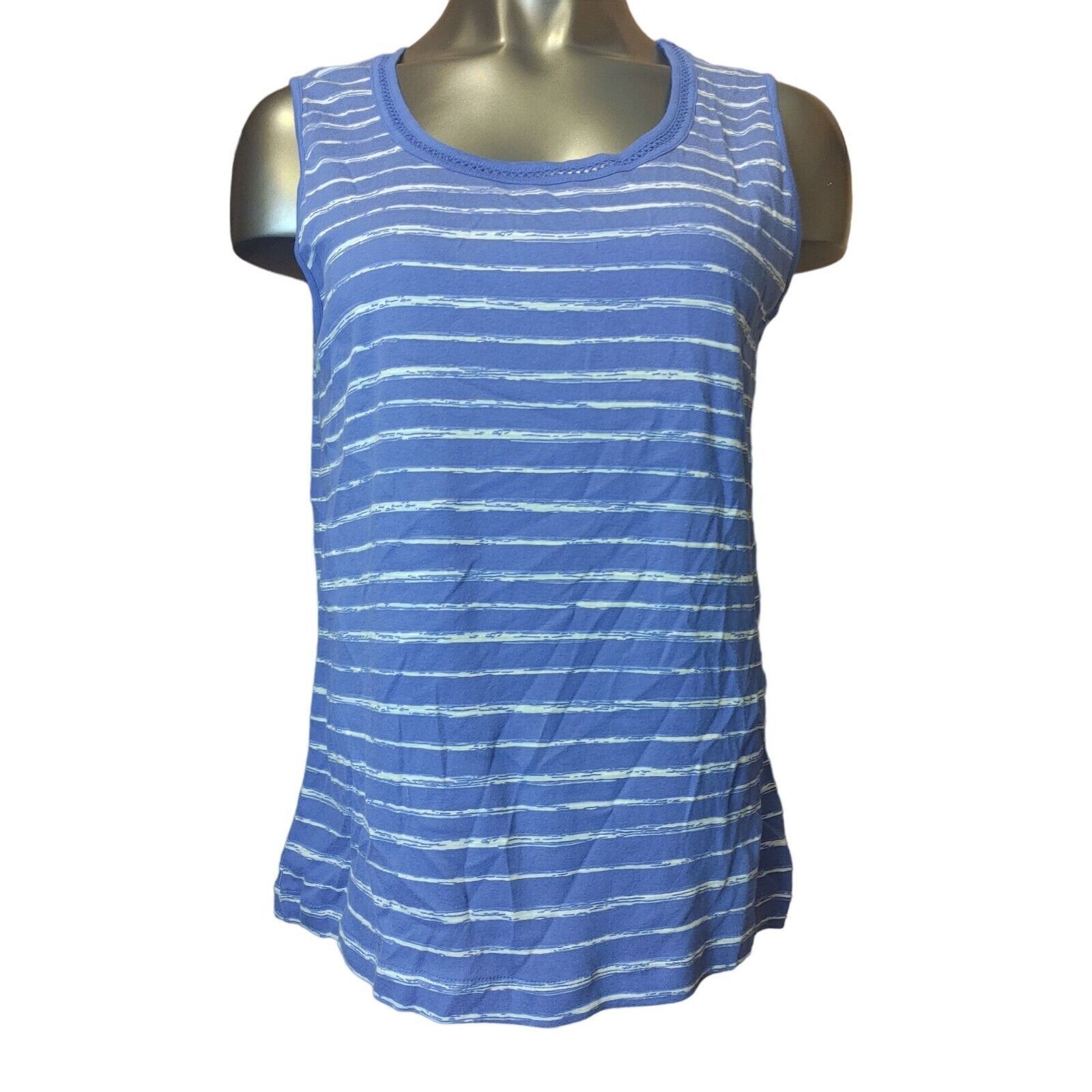Other WHITE STAG Womens L Blue Stripe Sleeveless Crewneck Top Size L / US 10 / IT 46 - 1 Thumbnail