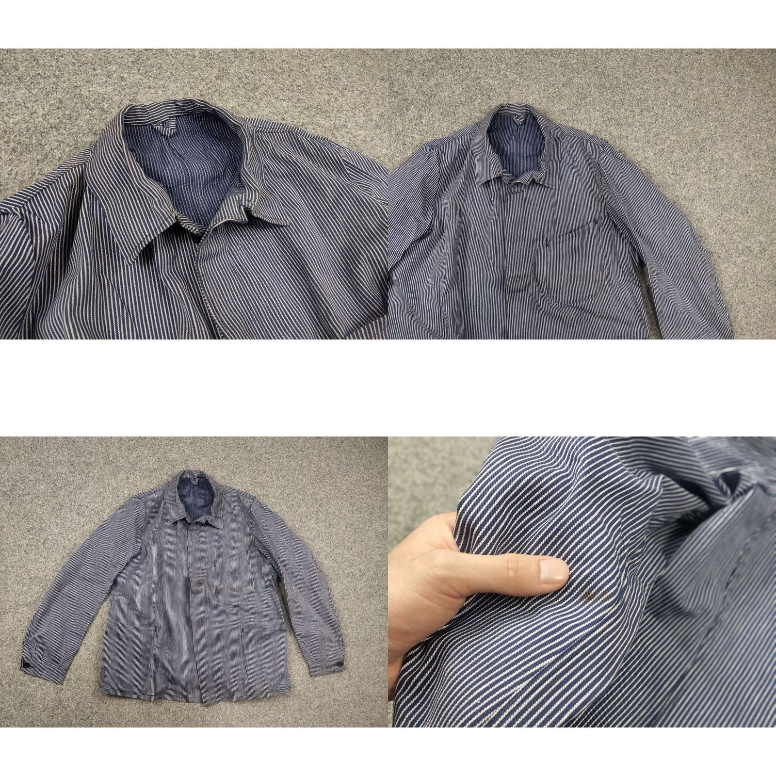 Vintage VINTAGE sanforized France Cotton Blue Canvas Chore Jacket - 1960s Deadstock Striped Pocket Workwear L Men’s Blues Decade 1960s Size US L / EU 52-54 / 3 - 8 Thumbnail