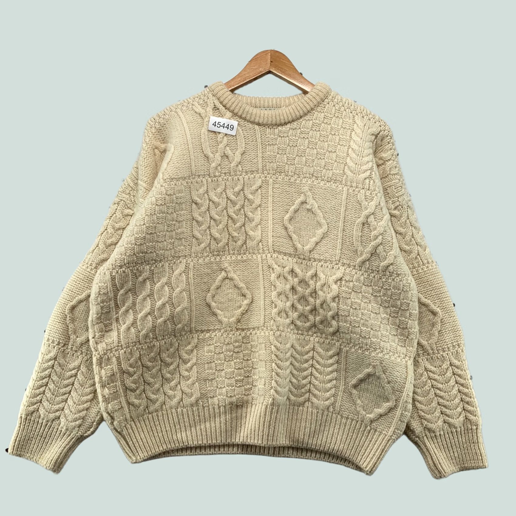 Vintage Blarney Woolen Mills Wool Knit Sweater Mens Large Thick Fisherman Knit Ireland Shirt Size US L / EU 52-54 / 3 - 1 Thumbnail