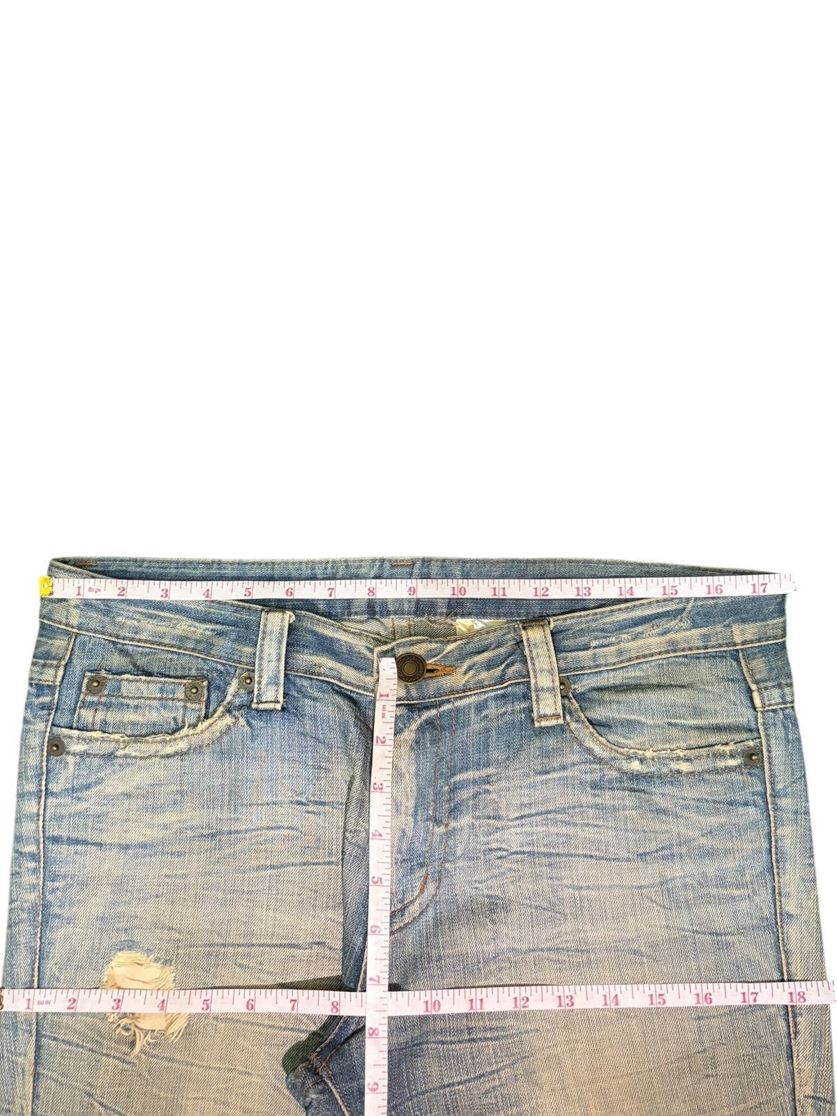 If Six Was Nine Vintage Japanese Brand Rusty Wash Distress Flare Jeans Size 35" - 6 Thumbnail