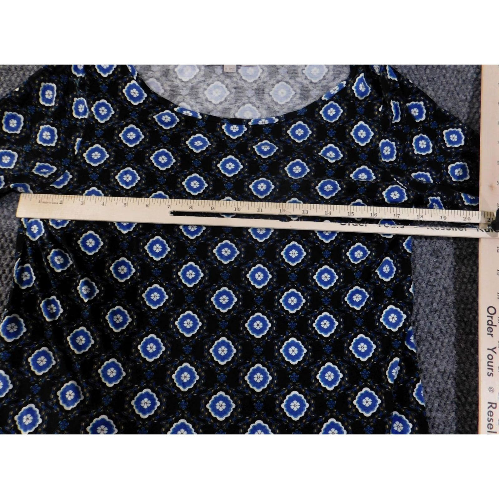 Loft LOFT Dress Womens Medium Black Blue White Geometric Print Short Sleeve Rayon Dress Size 32" / US 10 / IT 46 - 5 Thumbnail