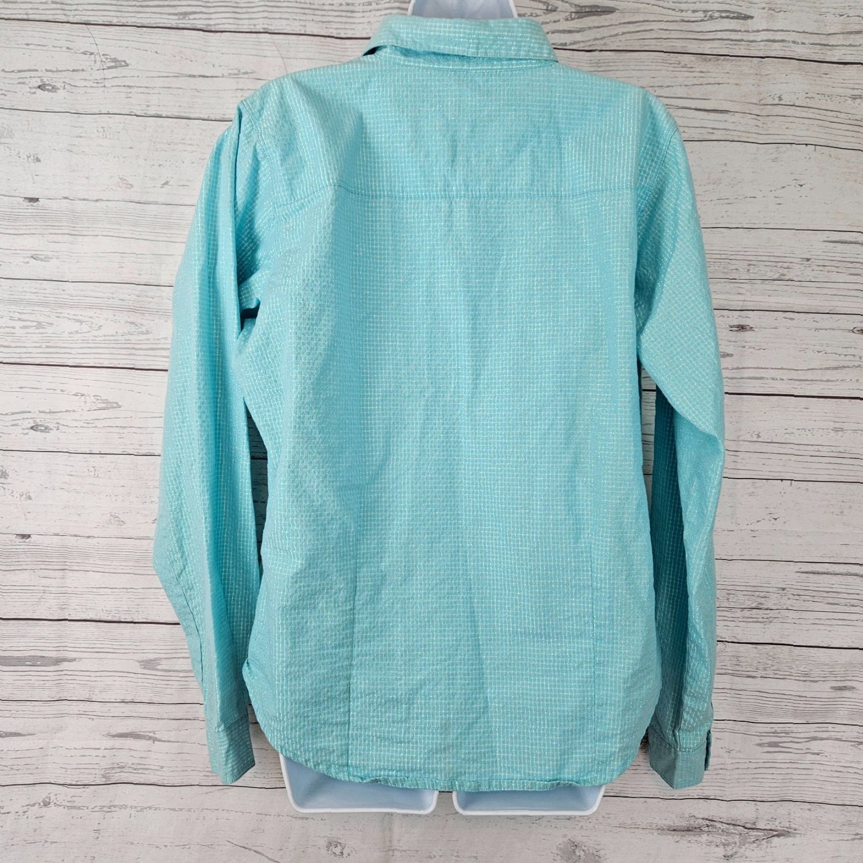 Vintage Twenty X Womens Pearl Snap Shirt XL Blue Long Sleeve Cotton Blend Shirt XS? Wait. Size XL / US 12-14 / IT 48-50 - 4 Thumbnail