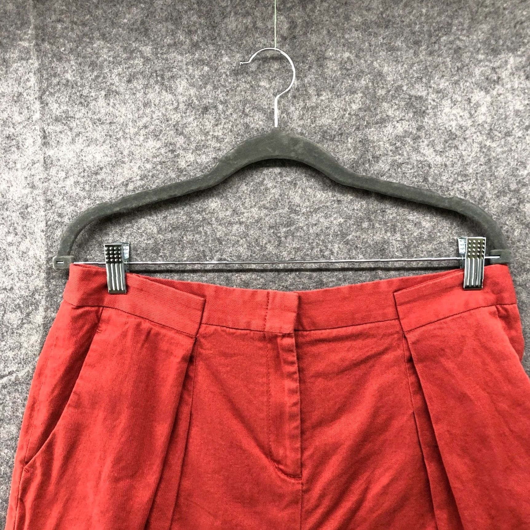 Bcbgmaxazria BCBGMAXAZRIA Pleated Front Shorts Womens L Cotton High Waisted Culotte Orange Size 36" / US 14 / IT 50 - 3 Thumbnail