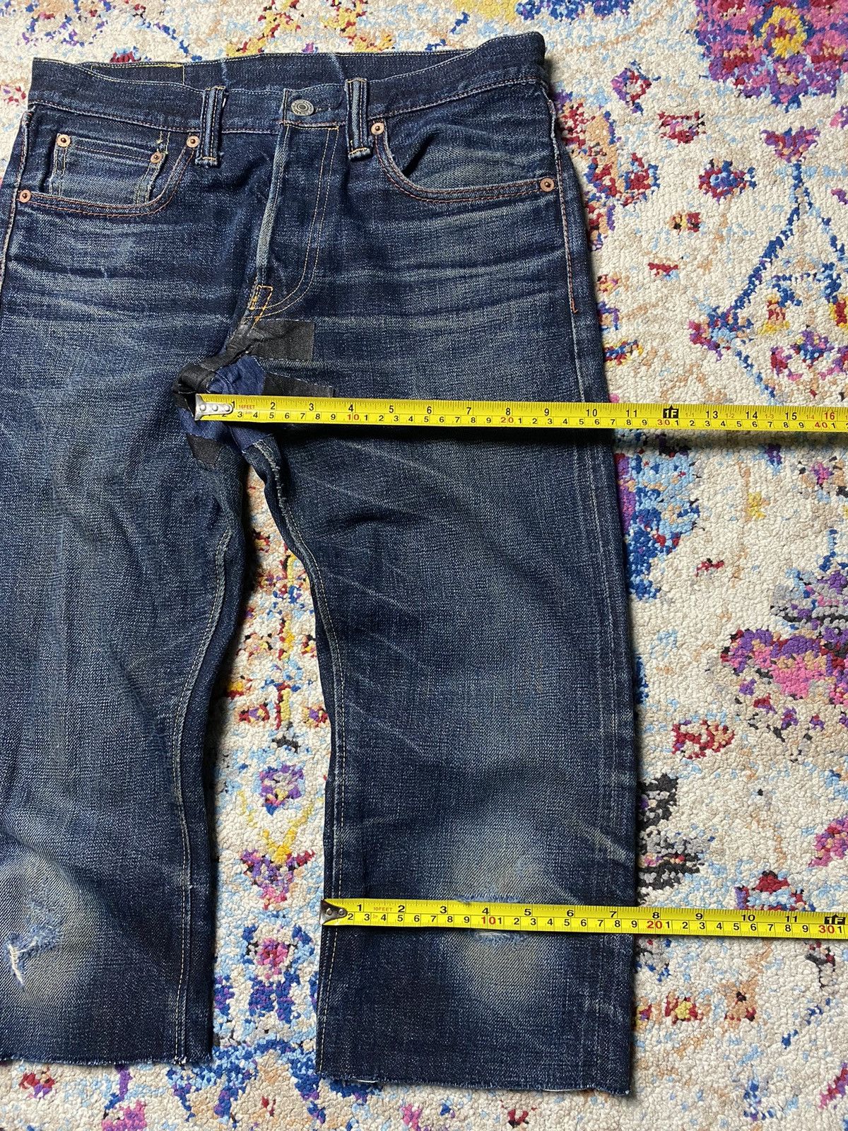EIGHT-G × Japanese Brand × Vintage Eight G Lot 601 Rokumaru Vintage Style 15oz distressed & cut Size US 29 - 24 Thumbnail