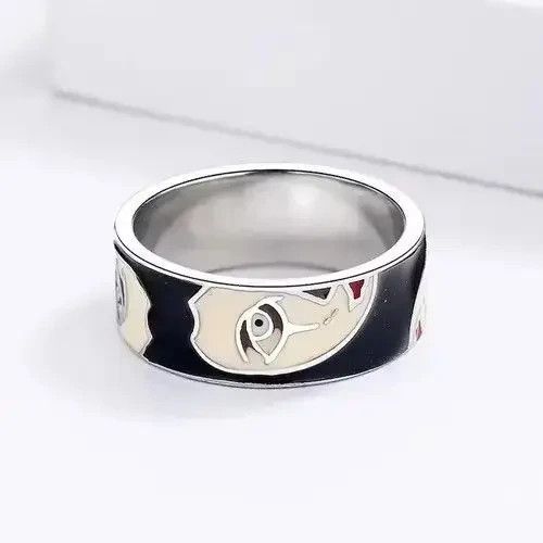 Japanese Brand Creative Handmade Irregular Half Face Enamel Heart Ring Size ONE SIZE - 3 Thumbnail