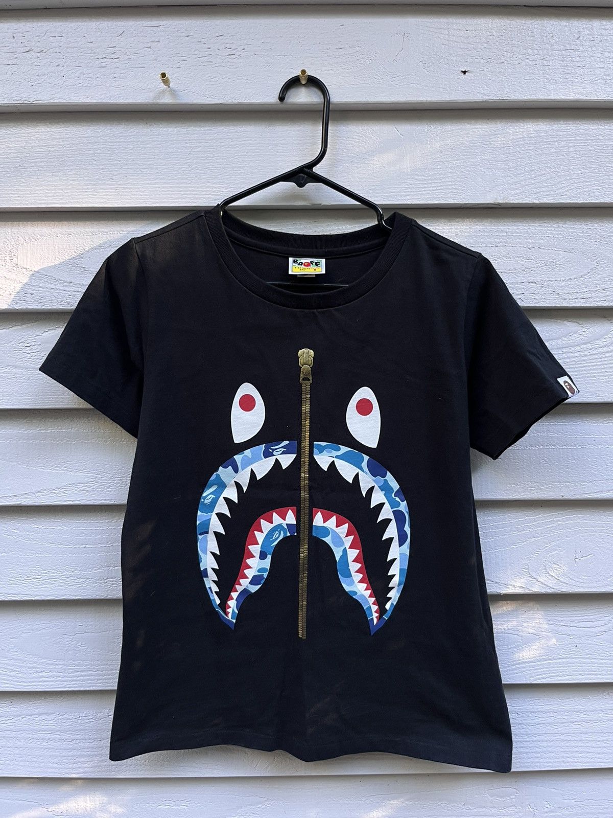 Bape BAPE Shark Tee – Black, Blue Camo – Size S Size S / US 4 / IT 40 - 1 Thumbnail