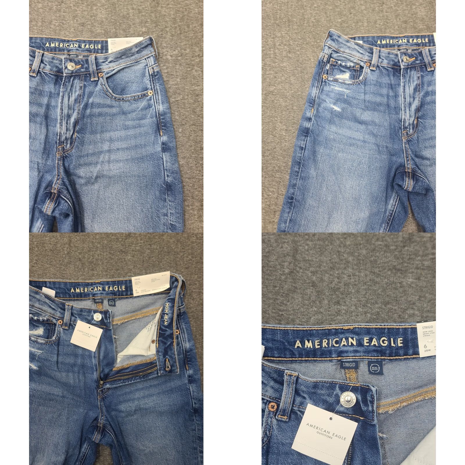 American Eagle Outfitters VINTAGE American Eagle Strigid Mom Jeans 6 28W High Rise Destructed NWT Bright Star Blue Women Jeans Weekend Retro 90s Boys Girls Mens Womens Size 28" / US 6 / IT 42 - 8 Thumbnail