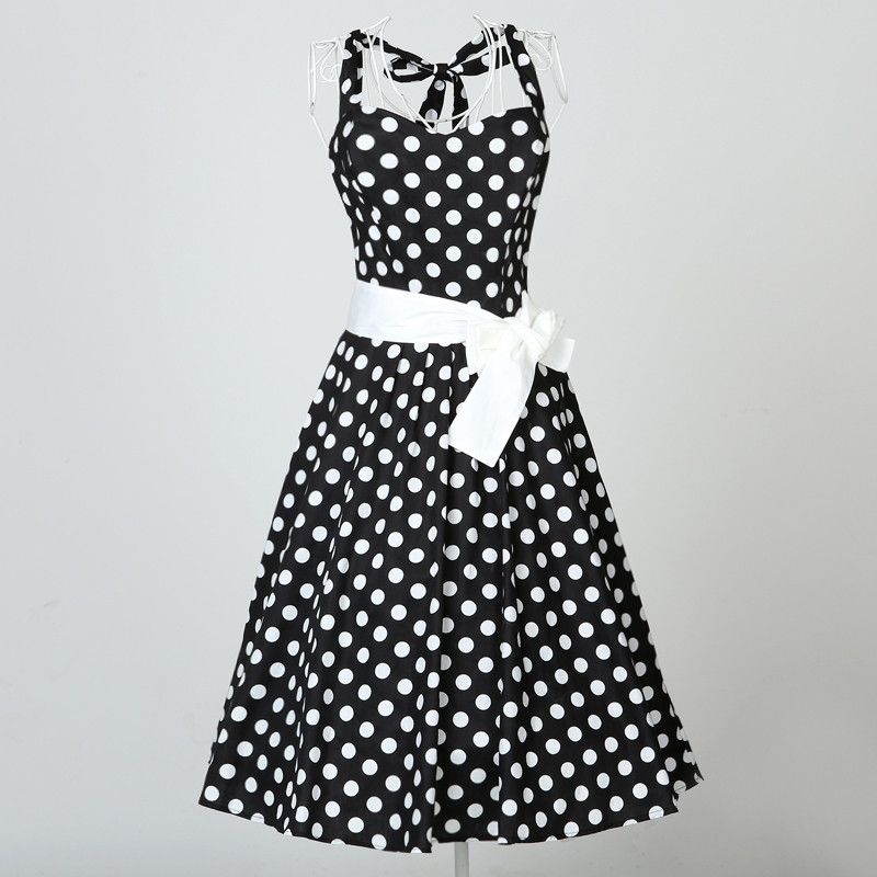 Other Polka Dots Vintage Style Plus Size Backless Women Dress Size L / US 10 / IT 46 - 1 Thumbnail
