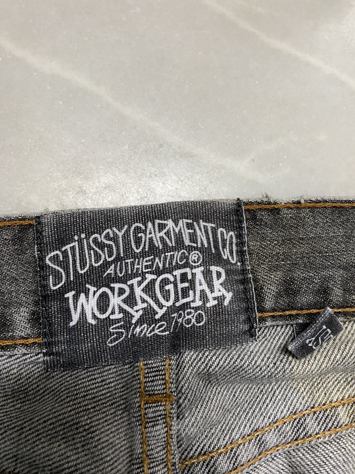 Stussy × Vintage Baggy💥90s Stussy Authentic Workgear Washed Faded Ripped jean Size US 33 - 9 Thumbnail