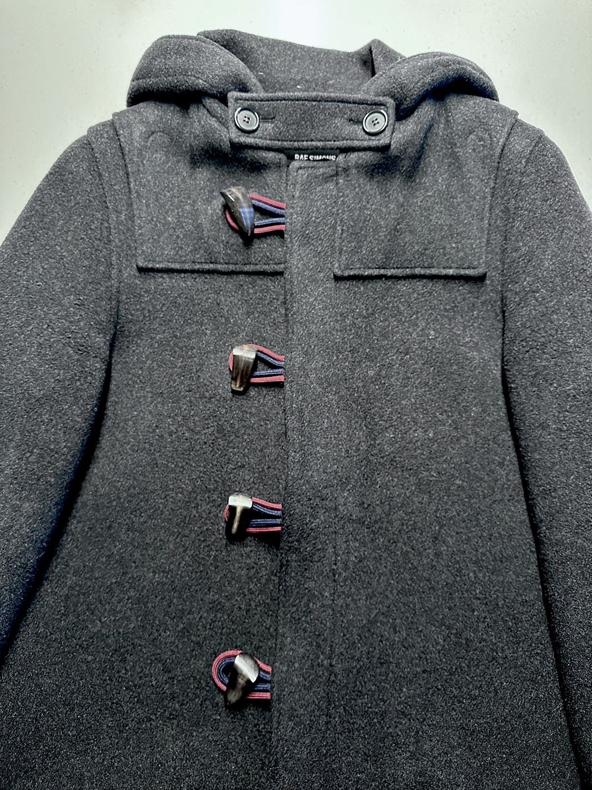 image of Vintage 2011 Raf Simons Duffle Coat Size M in Dark Grey, Men's