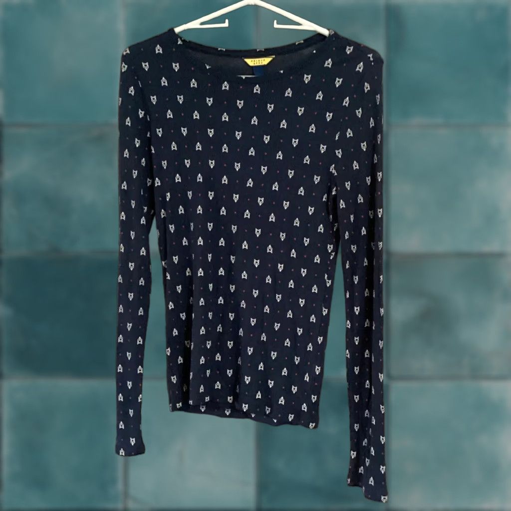 Prince Prince & Fox Thermal Top Junior L Blue Round Neck Long Sleeve Fox Head Print Size L / US 10 / IT 46 - 1 Thumbnail