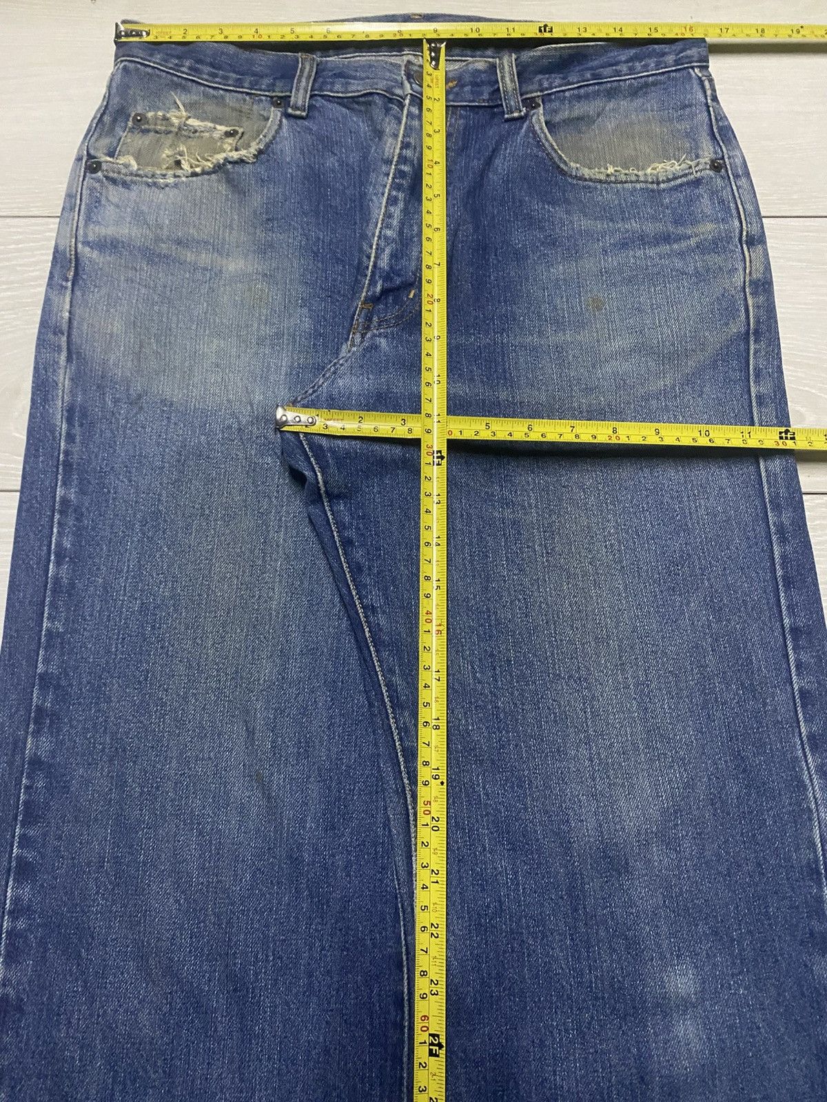 Undercover × Uniqlo Vintage Warehouse & co Mud Wash Distressed Loose Jeans Size US 33 - 14 Thumbnail