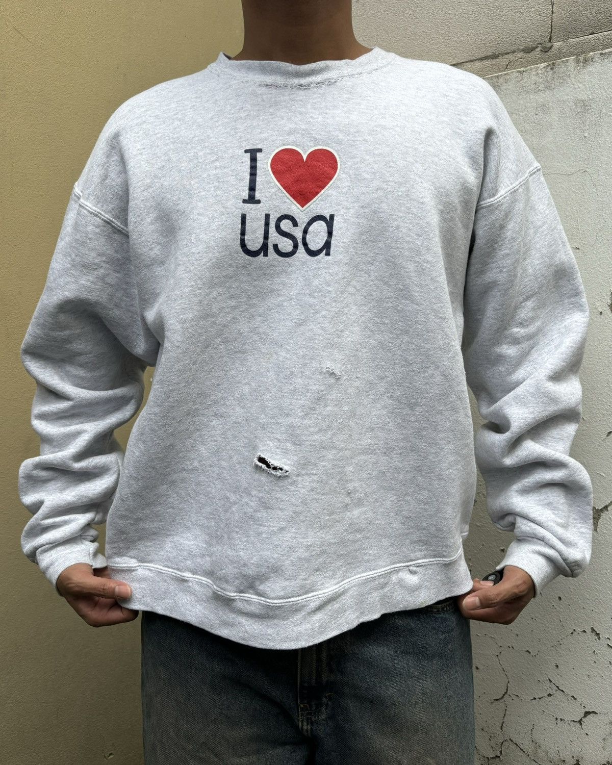 Vintage FUCK I ❤️ usa Sweatshirt Size US XL / EU 56 / 4 - 4 Thumbnail