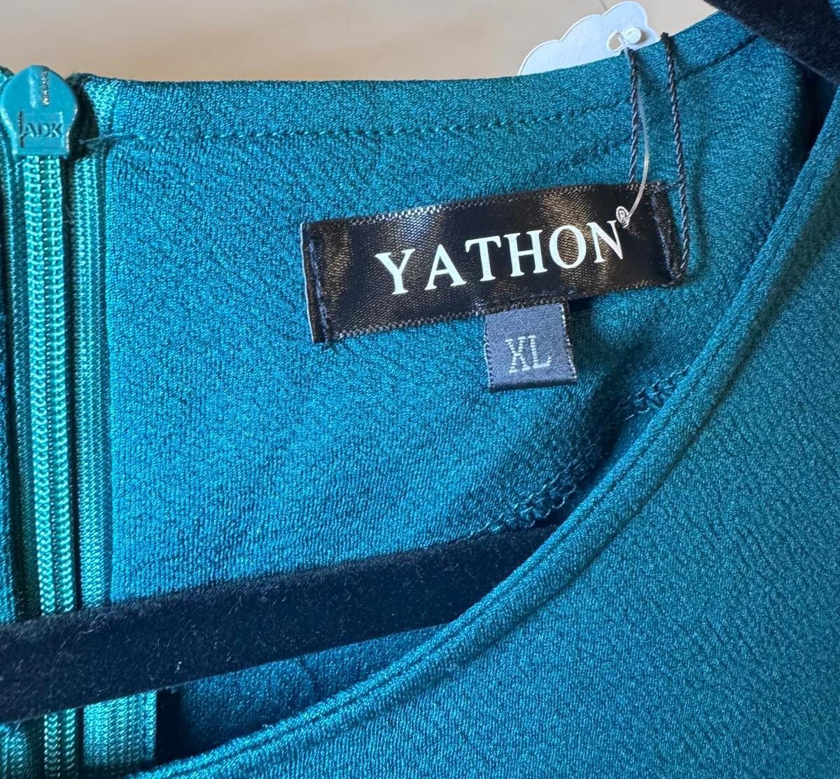 Designer Yathon XL Teal Ruffle Dress - New With Tags Size XL / US 12-14 / IT 48-50 - 3 Thumbnail