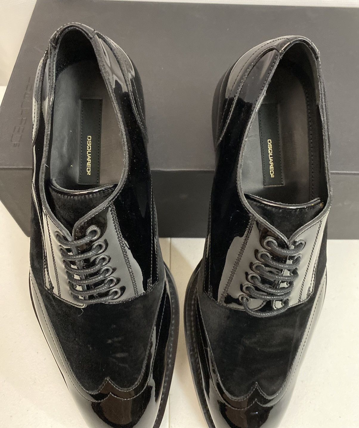 Dsquared2 Dsquared2 🇮🇹 Black Patent/Velvet Handmade Derby 7.5 NEW Size US 7.5 / EU 40-41 - 19 Thumbnail