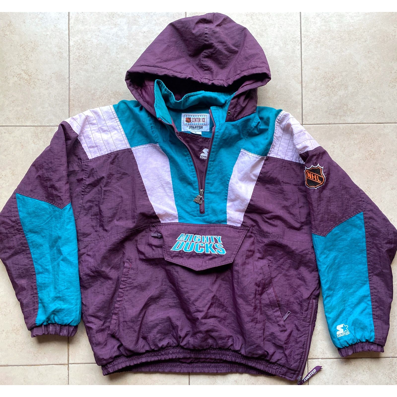 NHL × Starter Anaheim Mighty Ducks 90s STARTER puffer Pullover XL NHL vtg Size US XL / EU 56 / 4 - 2 Thumbnail