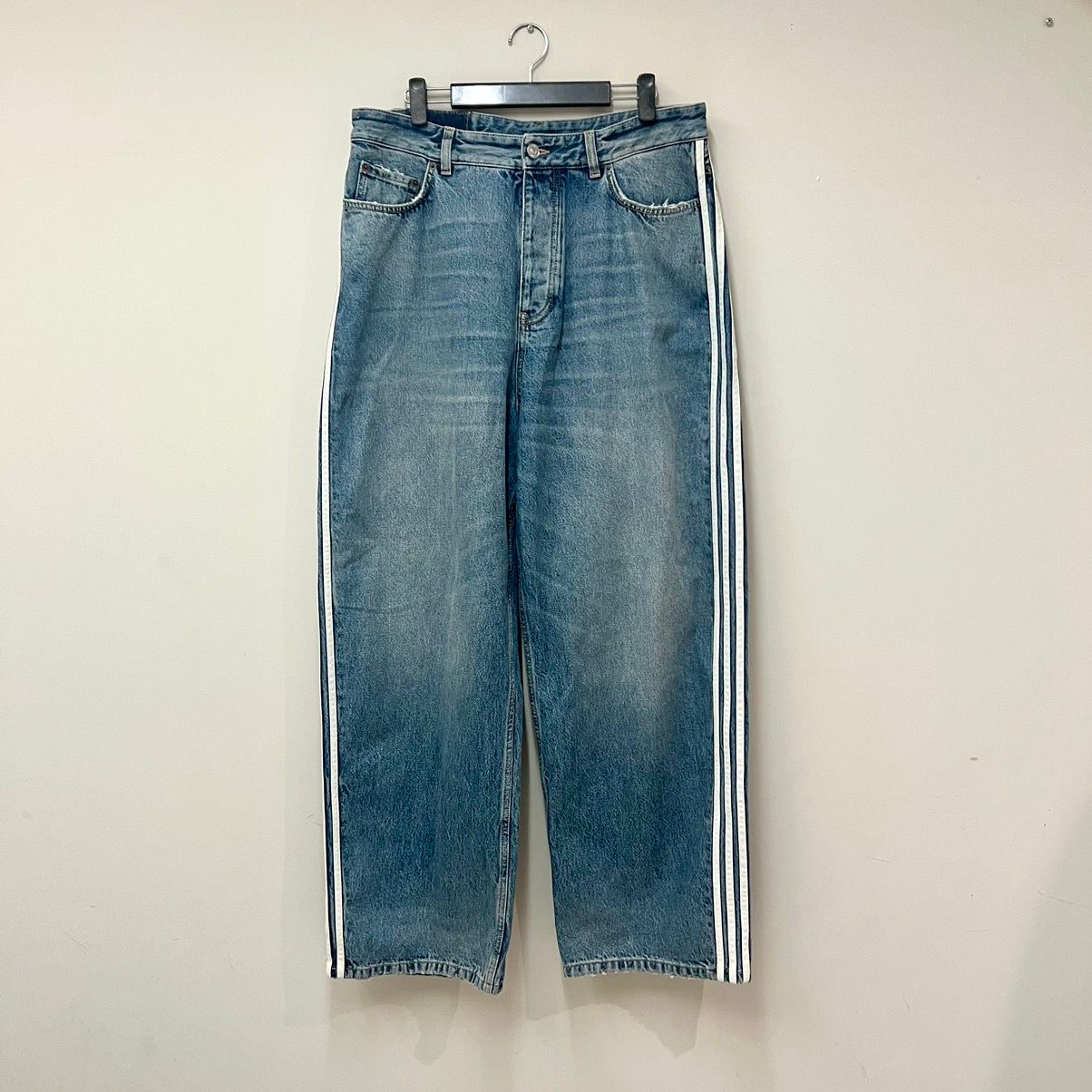 Pre-owned Balenciaga X Adidas Large Baggy Denim Jeans In Blue