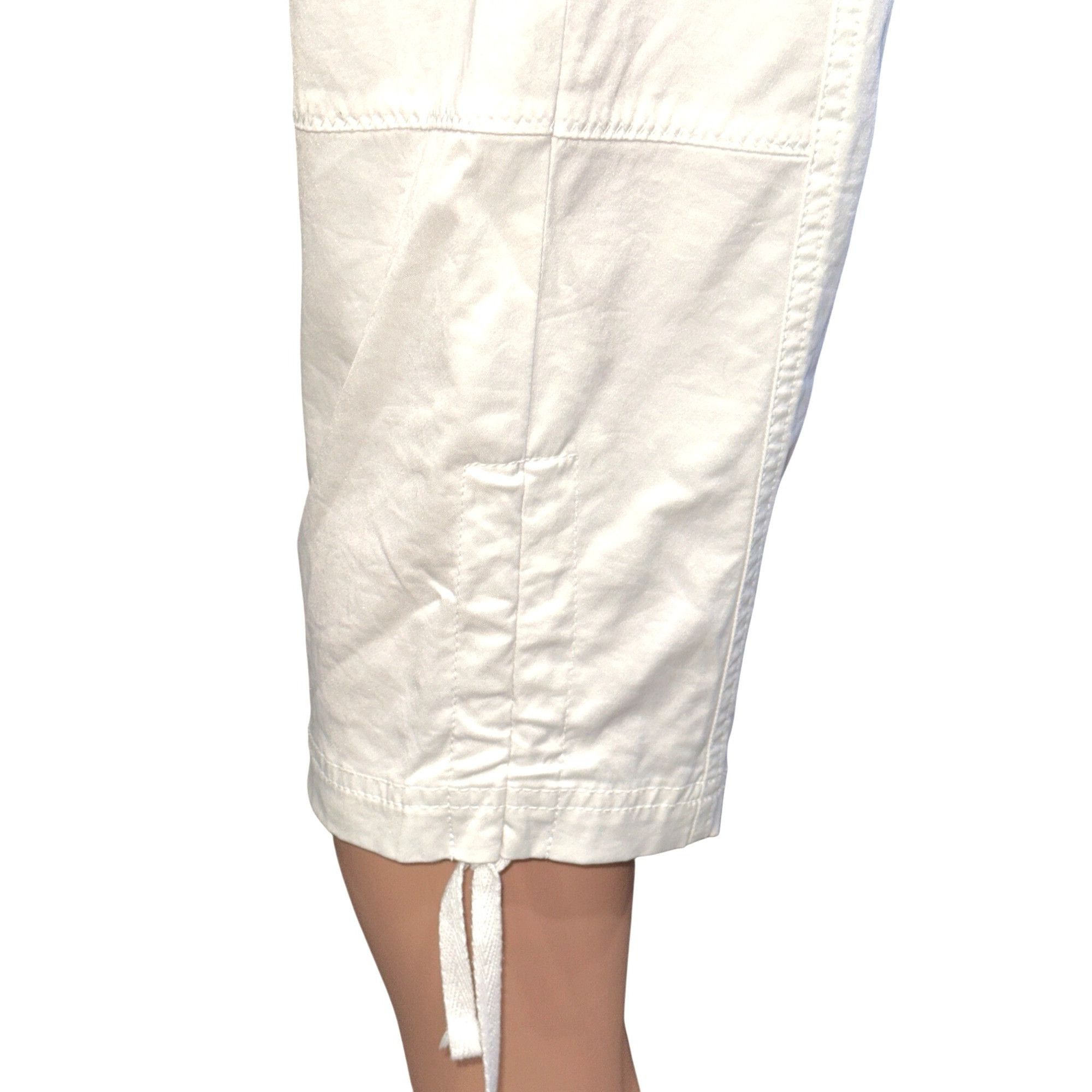 Chicos Chicos Zenergy White Cotton Capri Pants Drawstring Hem Side Size 33" - 6 Thumbnail