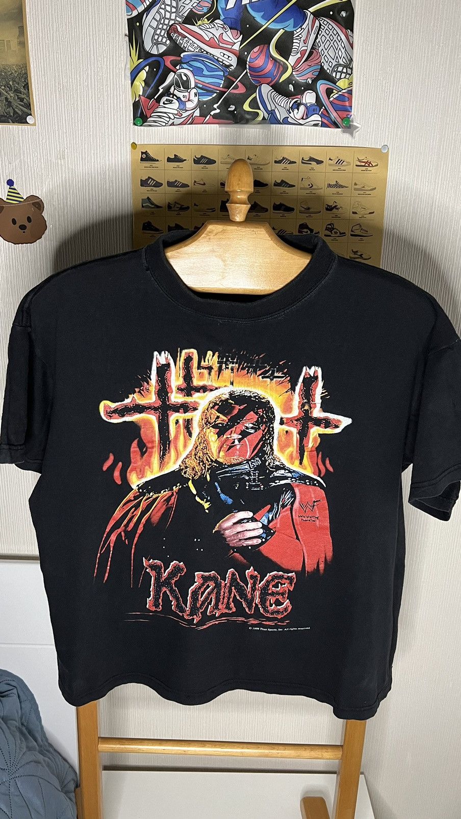 image of Very Wwe 1998Kane Wwf Wwe Wrestling License T Shirt in Black, Men's (Size Small)