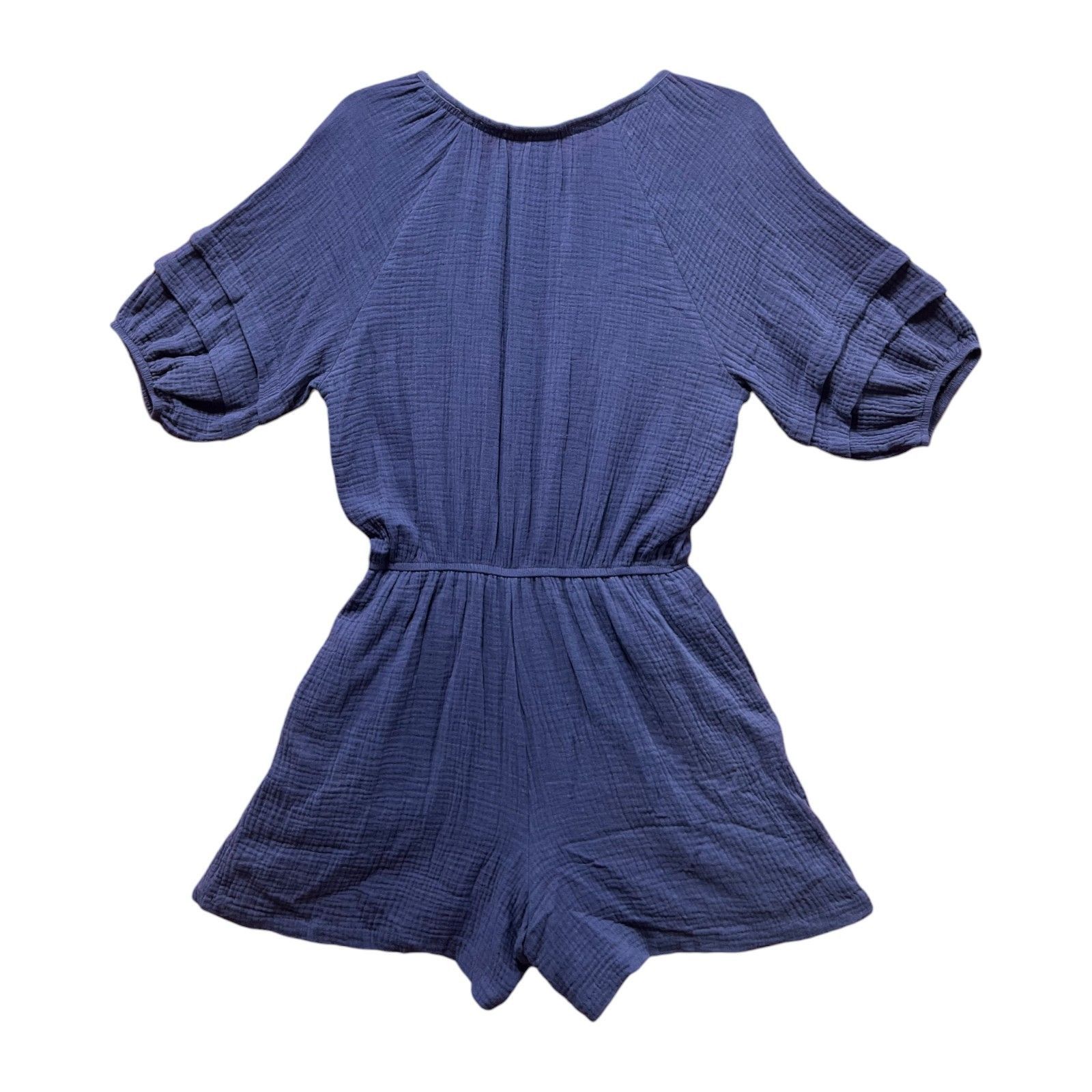 Other Knox Rose - Women's Short Sleeve Gauze Romper - Navy Blue - Size ONE SIZE - 4 Thumbnail