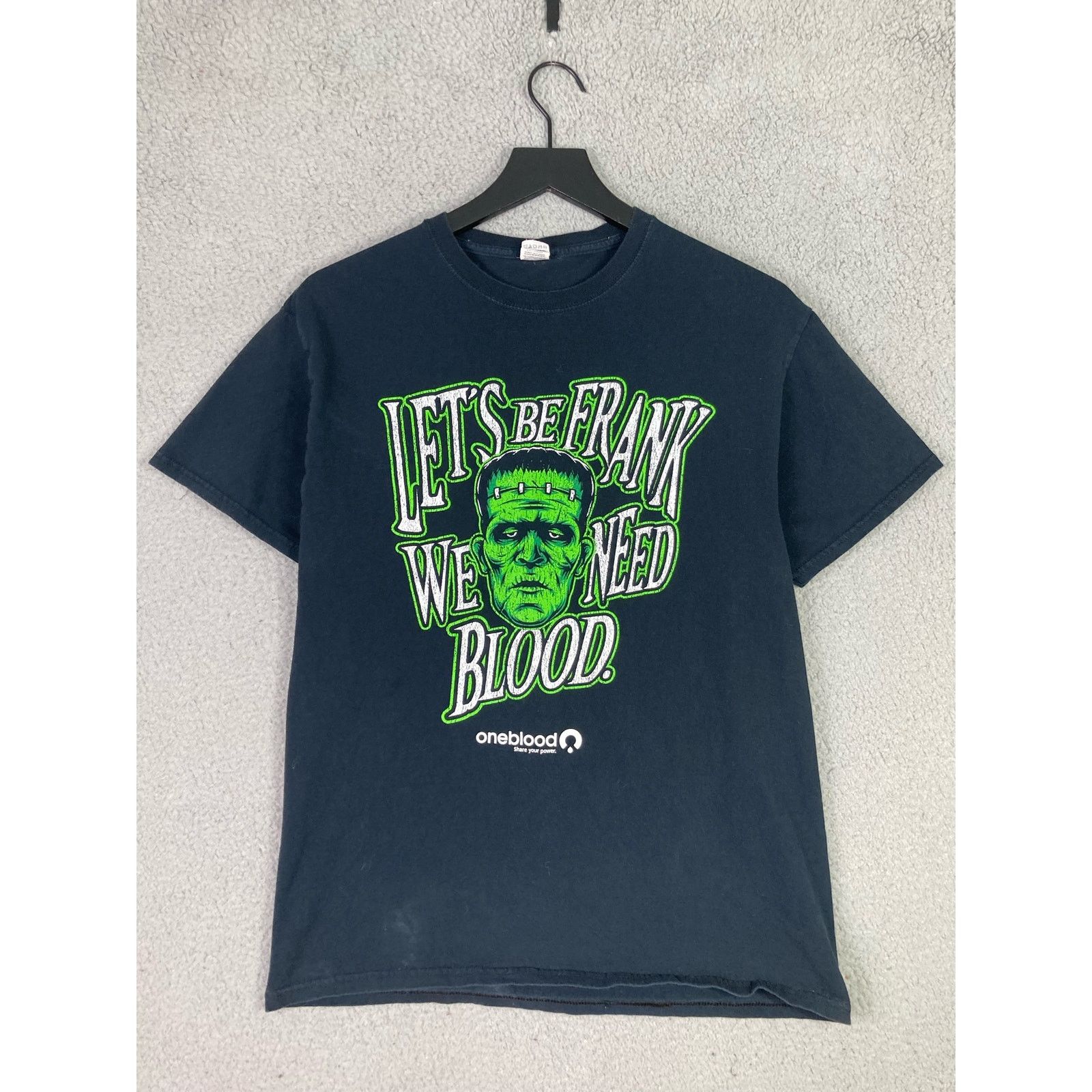 Fruit Of The Loom One Blood Frankenstein Shirt Mens M Classic Horror Monster Size US M / EU 48-50 / 2 - 4 Thumbnail
