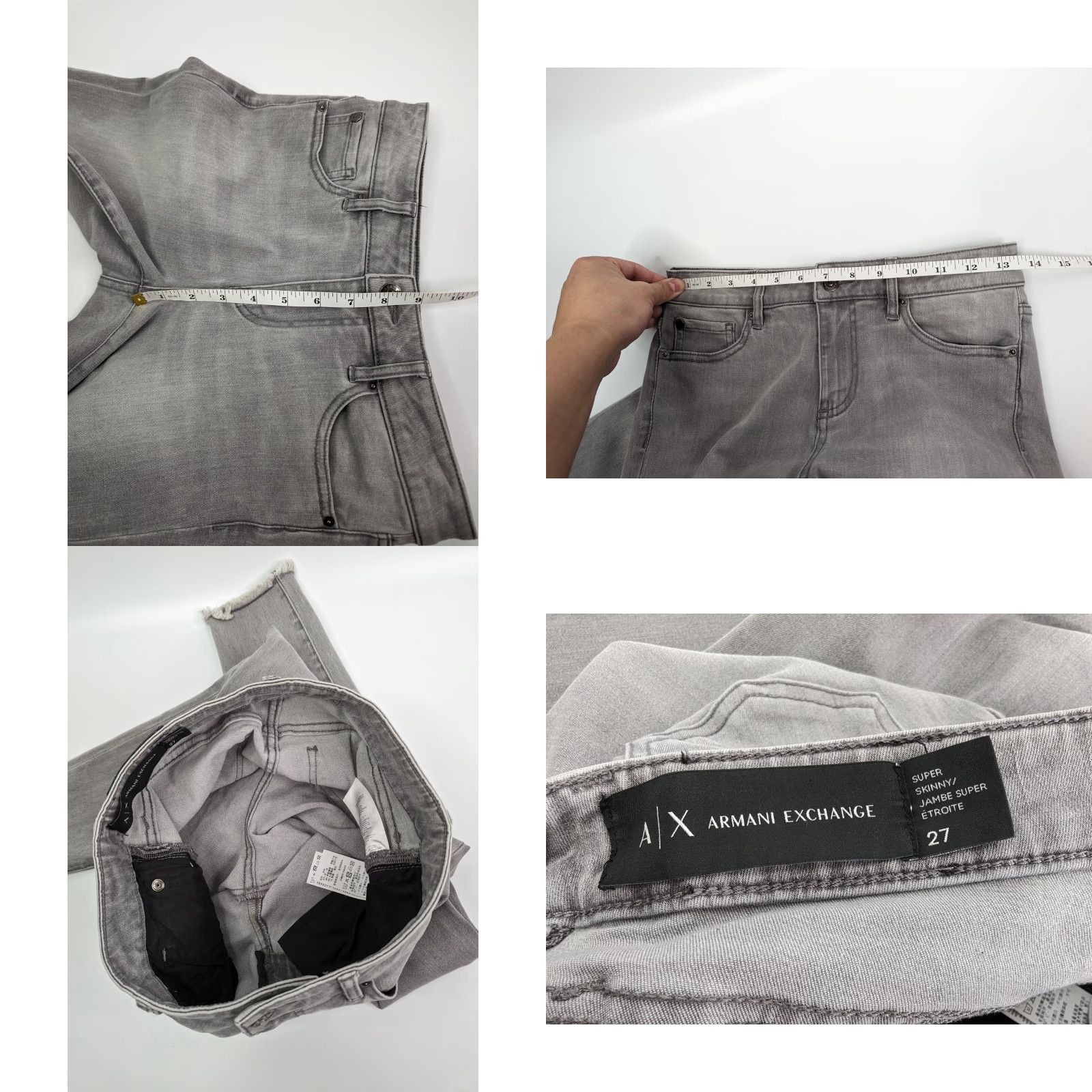Armani Exchange Armani Exchange Jeans Womens Size 27 Regular Grey Skinny Denim Vintage No Size 27" / US 4 / IT 40 - 8 Thumbnail