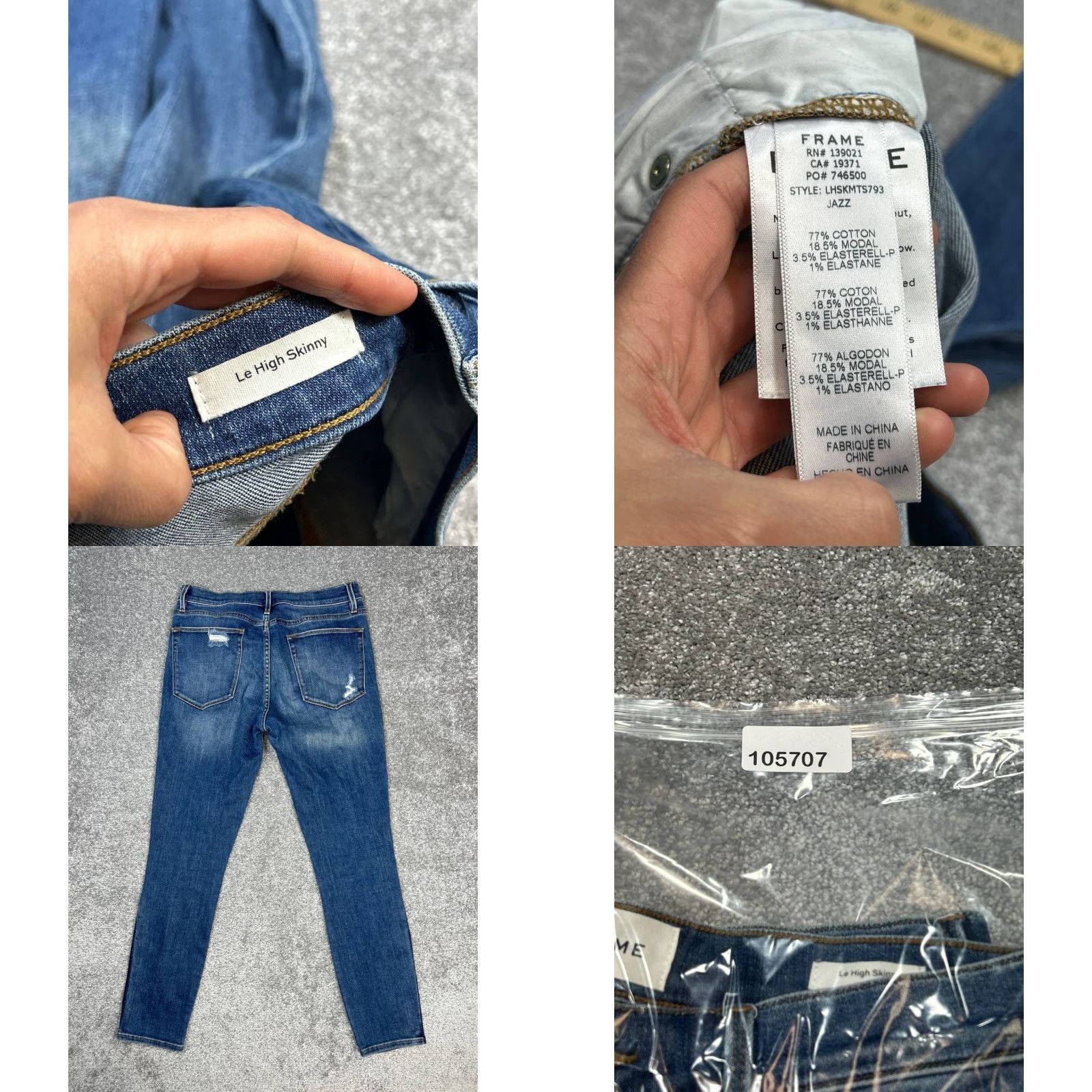 Frame Frame Jeans Women 30 Skinny Denim 5-Pocket Distressed Cotton Stretch 30x28 Blue Bohemian City USA Womens Size 30" / US 8 / IT 44 - 8 Thumbnail