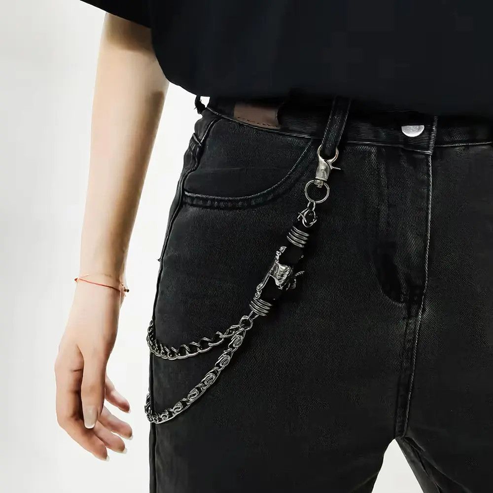 Jewelry Dark Skull Chain Silvery Pants Chain Size ONE SIZE - 2 Thumbnail