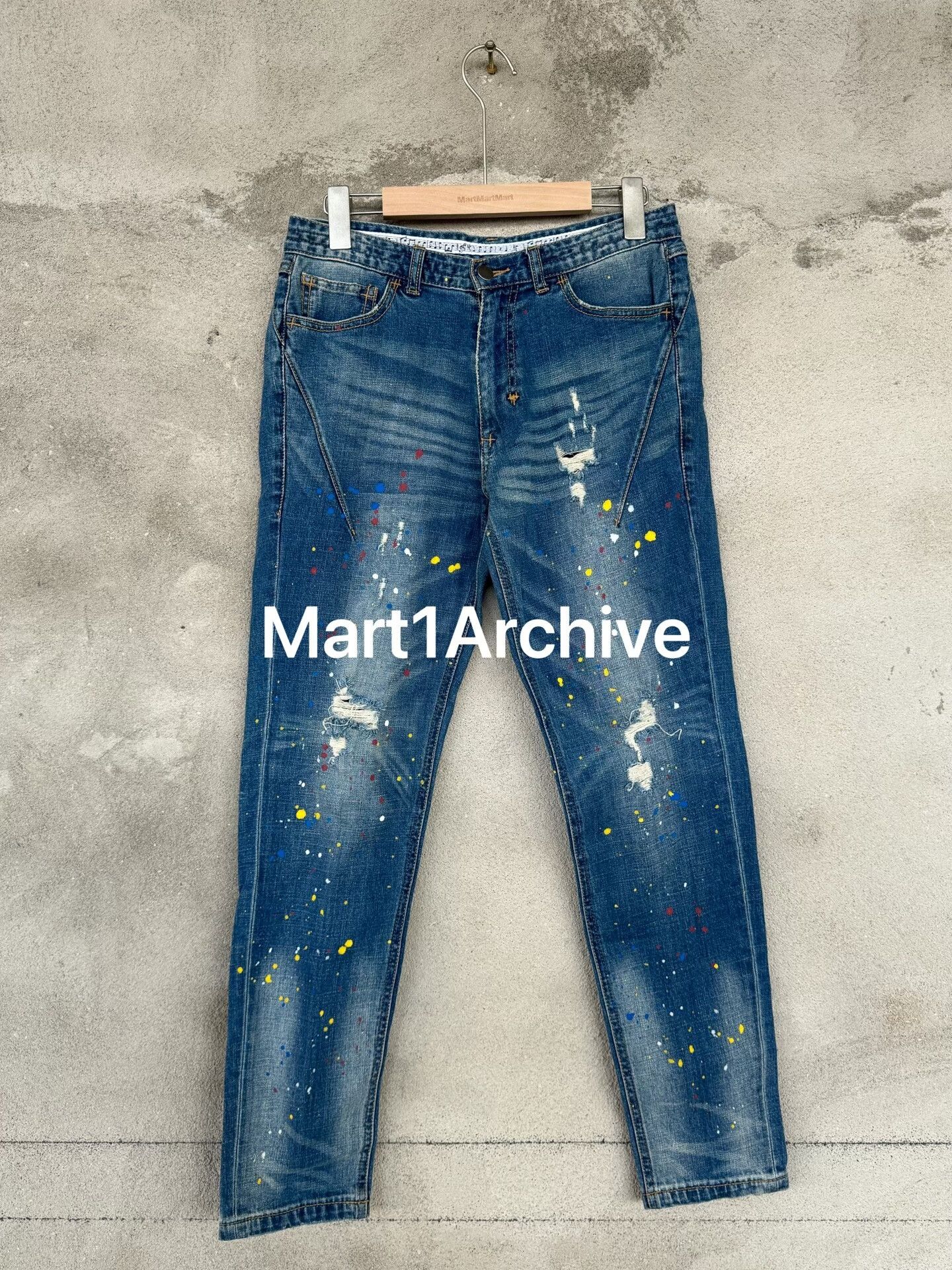 Number Nine Splatter Washed Blue Jeans