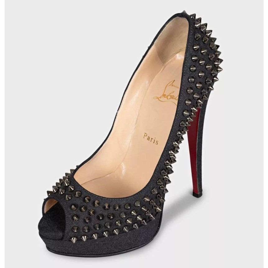 Christian Louboutin Christian LouboutinDenim Lady Peep Spikes Heels Sz. 39.5 Size US 8.5 / IT 38.5 - 3 Thumbnail