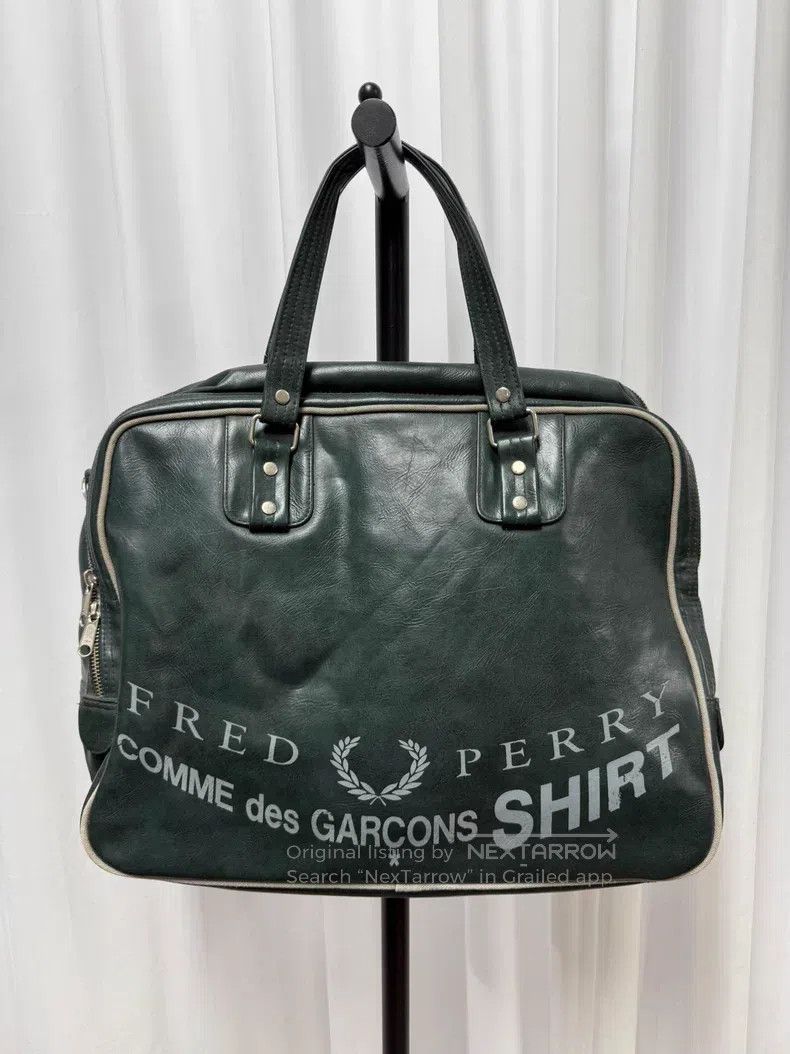 Comme des Garcons Dark green vintage waxed leather handbag