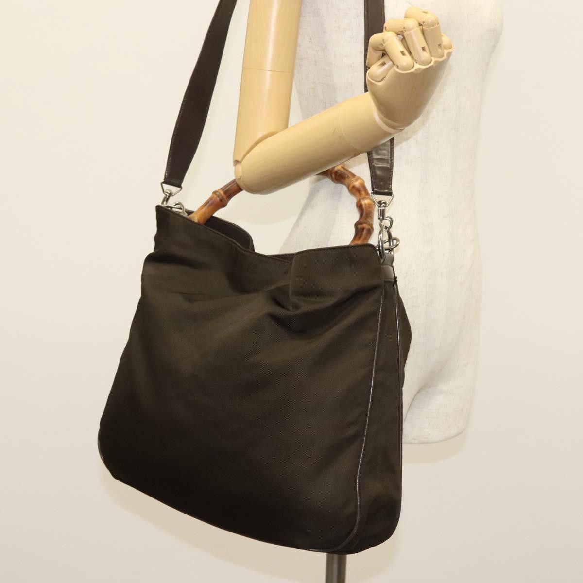 Gucci GUCCI Bamboo Hand Bag Nylon Brown Silver 001 2113 001 2113 Size ONE SIZE - 23 Thumbnail