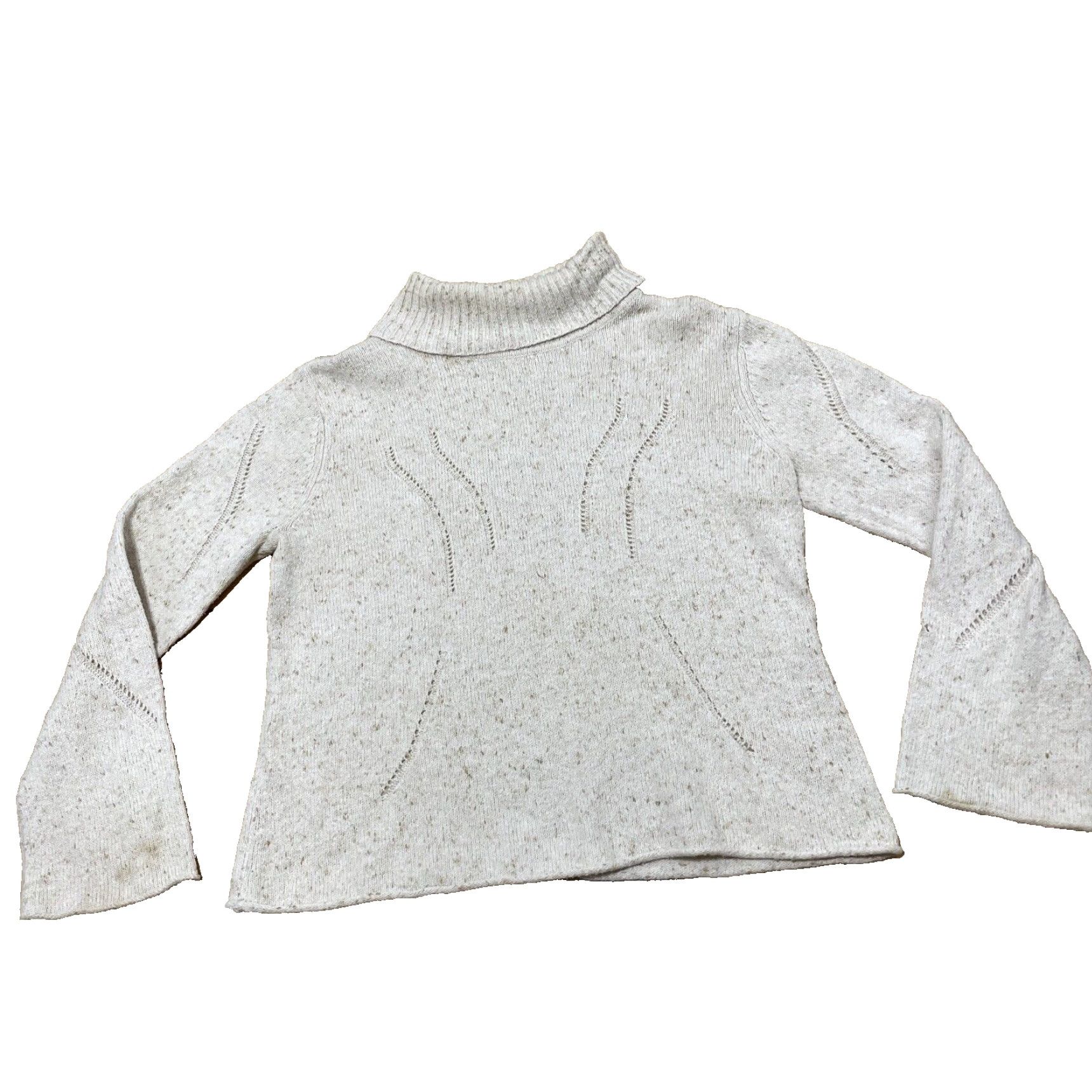 J. Jill J. Jill Sweater Women L Brown Western Tan Speckled Lightweight Knit Turtleneck Pullover Size L / US 10 / IT 46 - 2 Thumbnail