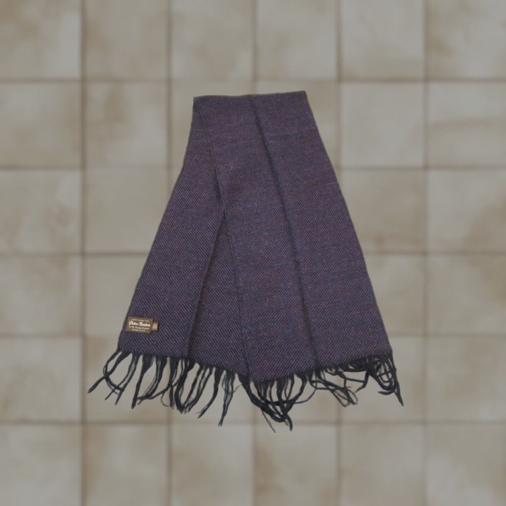 Vintage VINTAGE Peter Barton Scarf Purple 100% Virgin Wool Fringe Made in USA 60s 70s Men Wool Knit Neck Warmer Rectangle Scarf 90s Fringe Purple Mens Size ONE SIZE - 1 Thumbnail