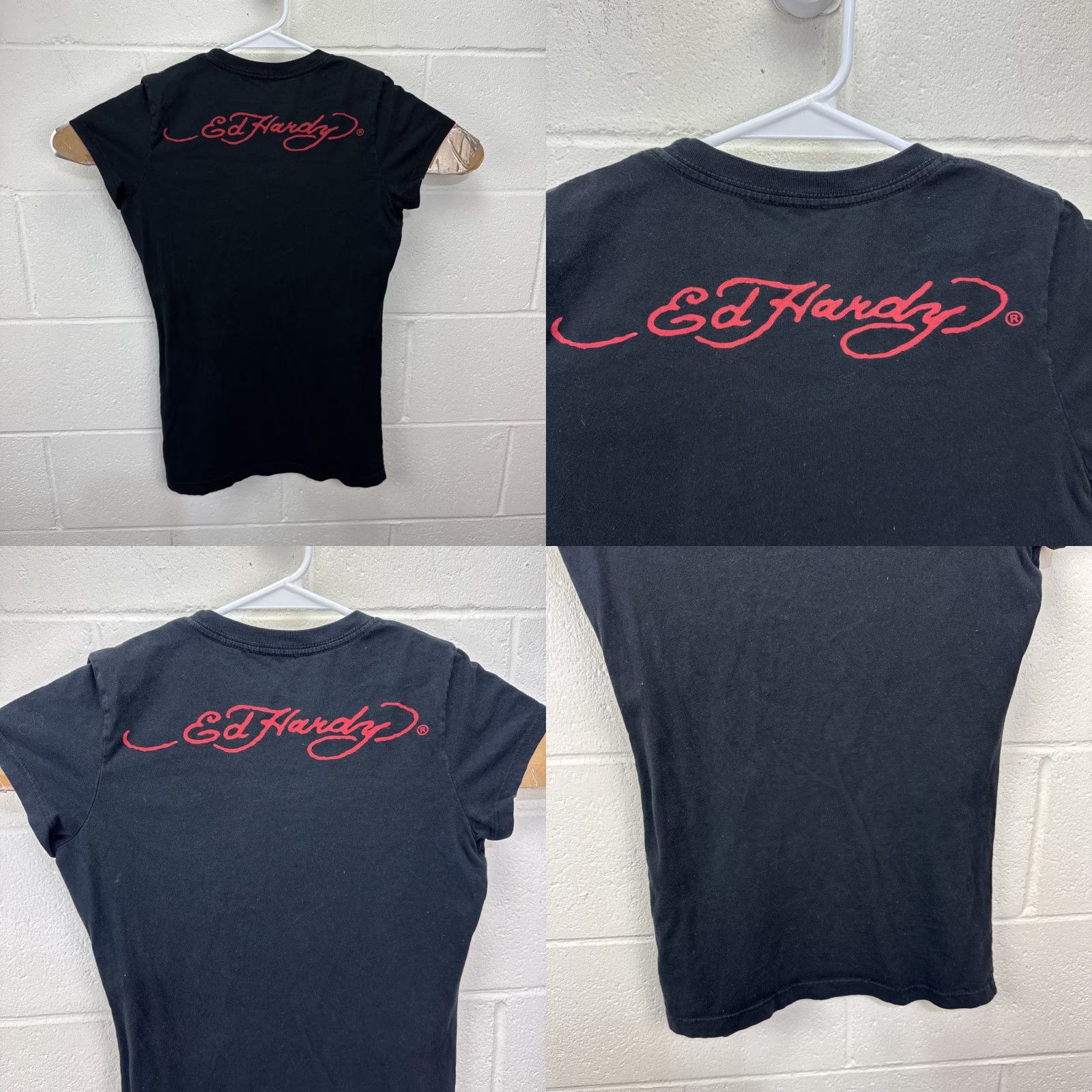 Ed Hardy ED HARDY WOMEN T-SHIRT Black Embroidered Flower Slim Fit Graphic Tee Short Sleeve Crew Neck M Size M / US 6-8 / IT 42-44 - 8 Thumbnail