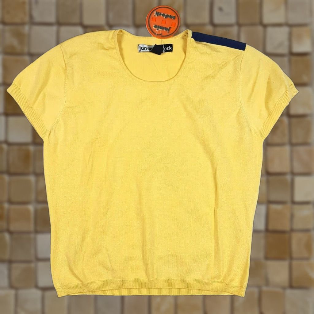 Vintage Jamie Sadock Yellow Silk Knit Women's Medium Short Sleeve Golf Outdoor Shirt Top Size M / US 6-8 / IT 42-44 - 1 Thumbnail