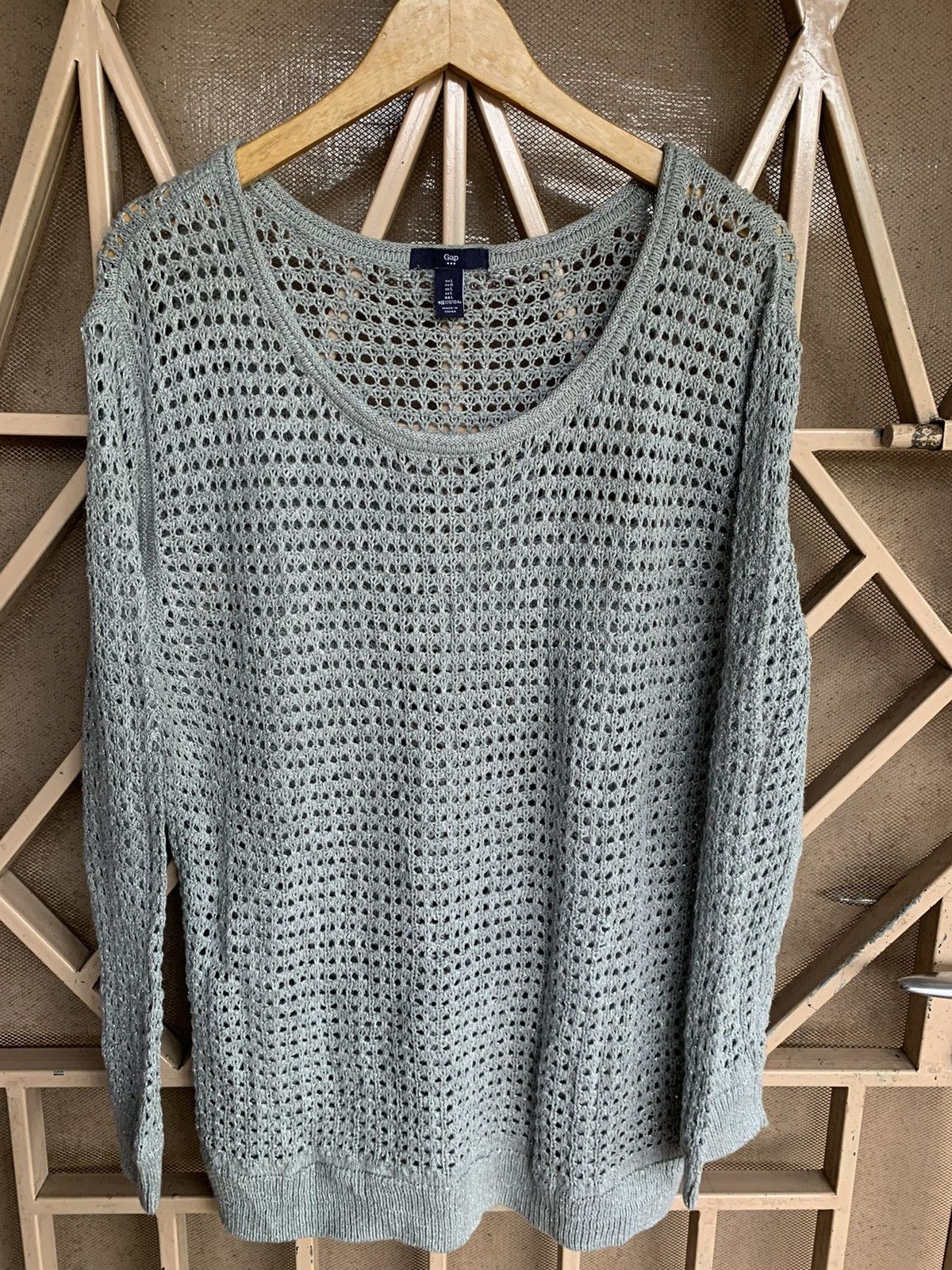 image of Archival Clothing x Avant Garde Gap Knit Open Grunge Long Sleeve in Grey, Men's (Size Large)