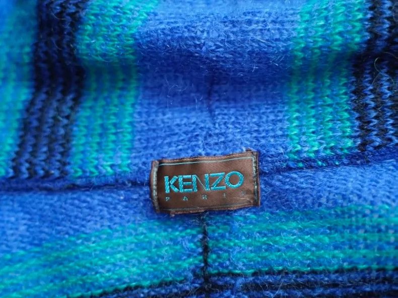 Kenzo KENZO Blue and green checkered horsehair scarf collar coat Size M / US 6-8 / IT 42-44 - 7 Thumbnail